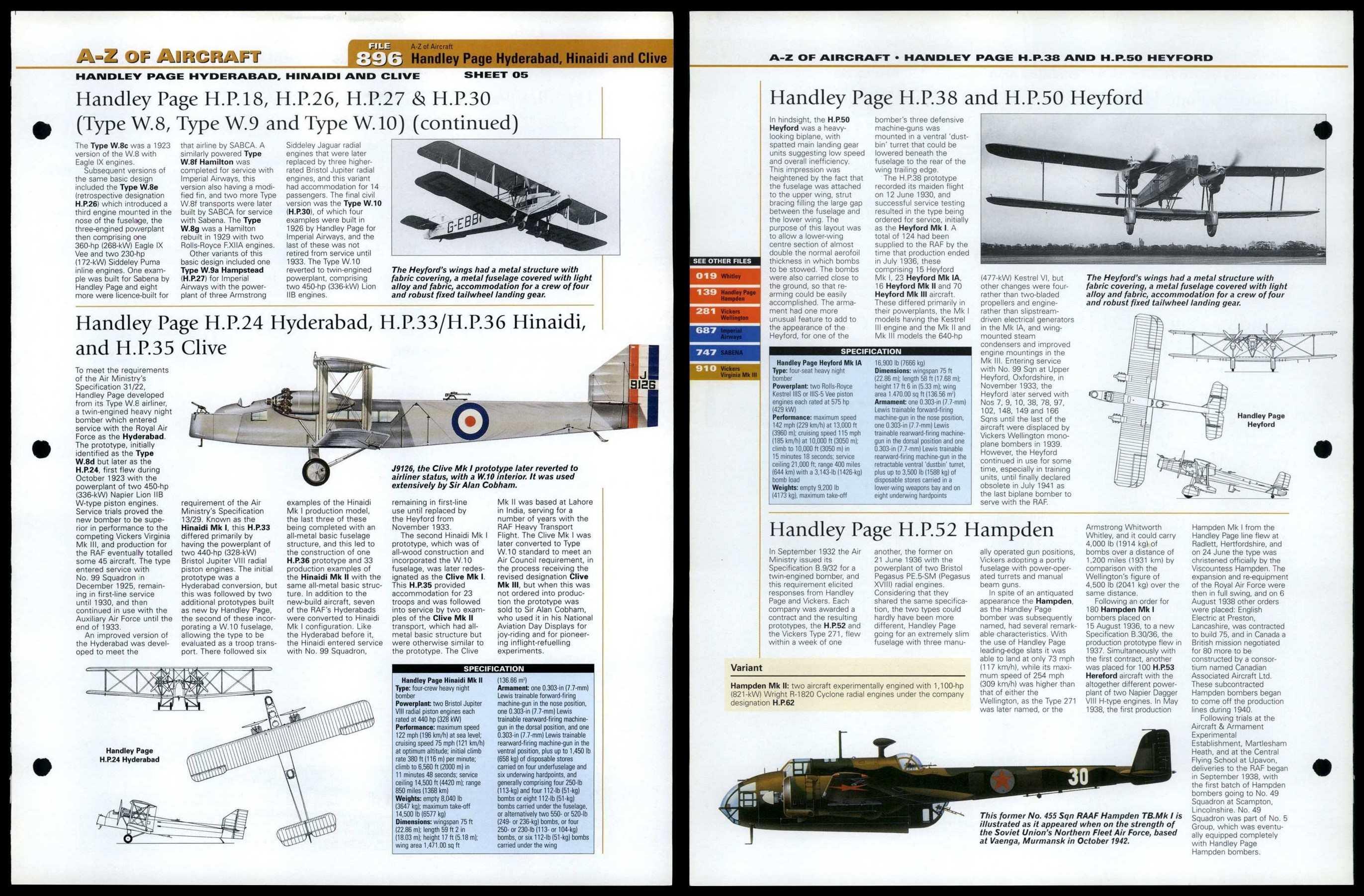 Handley Page H.P.18 - H.P.52 - A-Z #896 World Aircraft Information Page