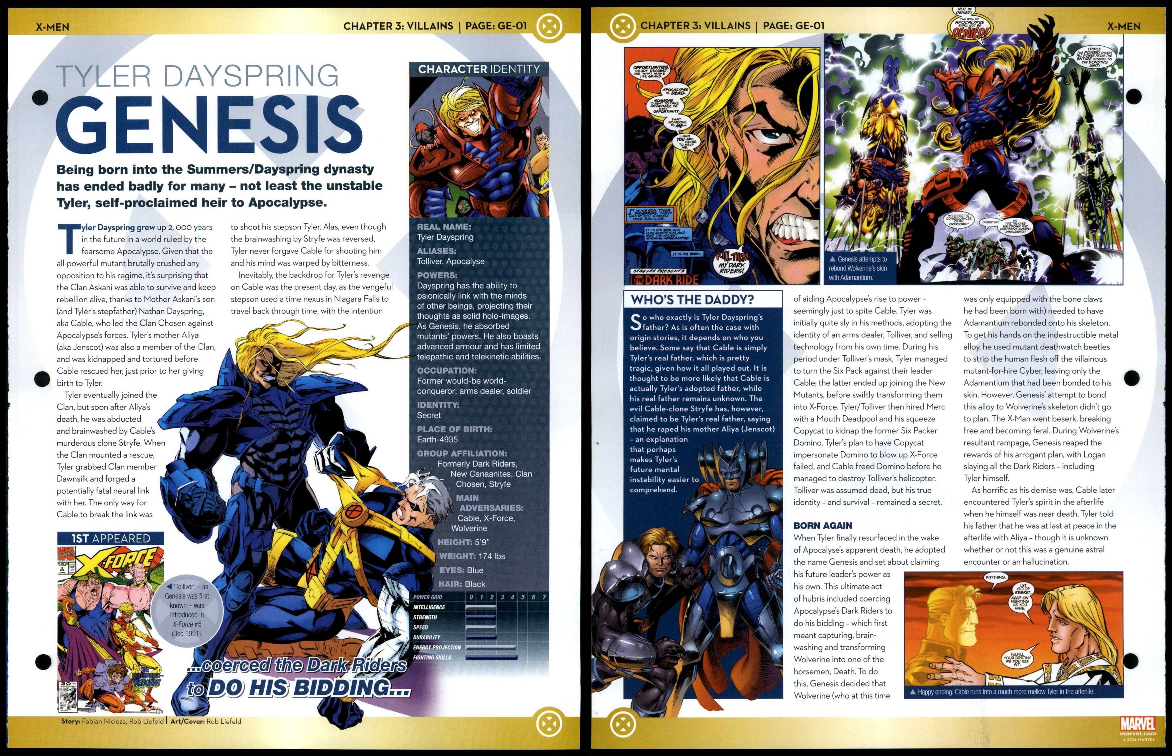 Spiral - Rita Wayword #SL-01 Villains - X-Men Marvel Fact File Page