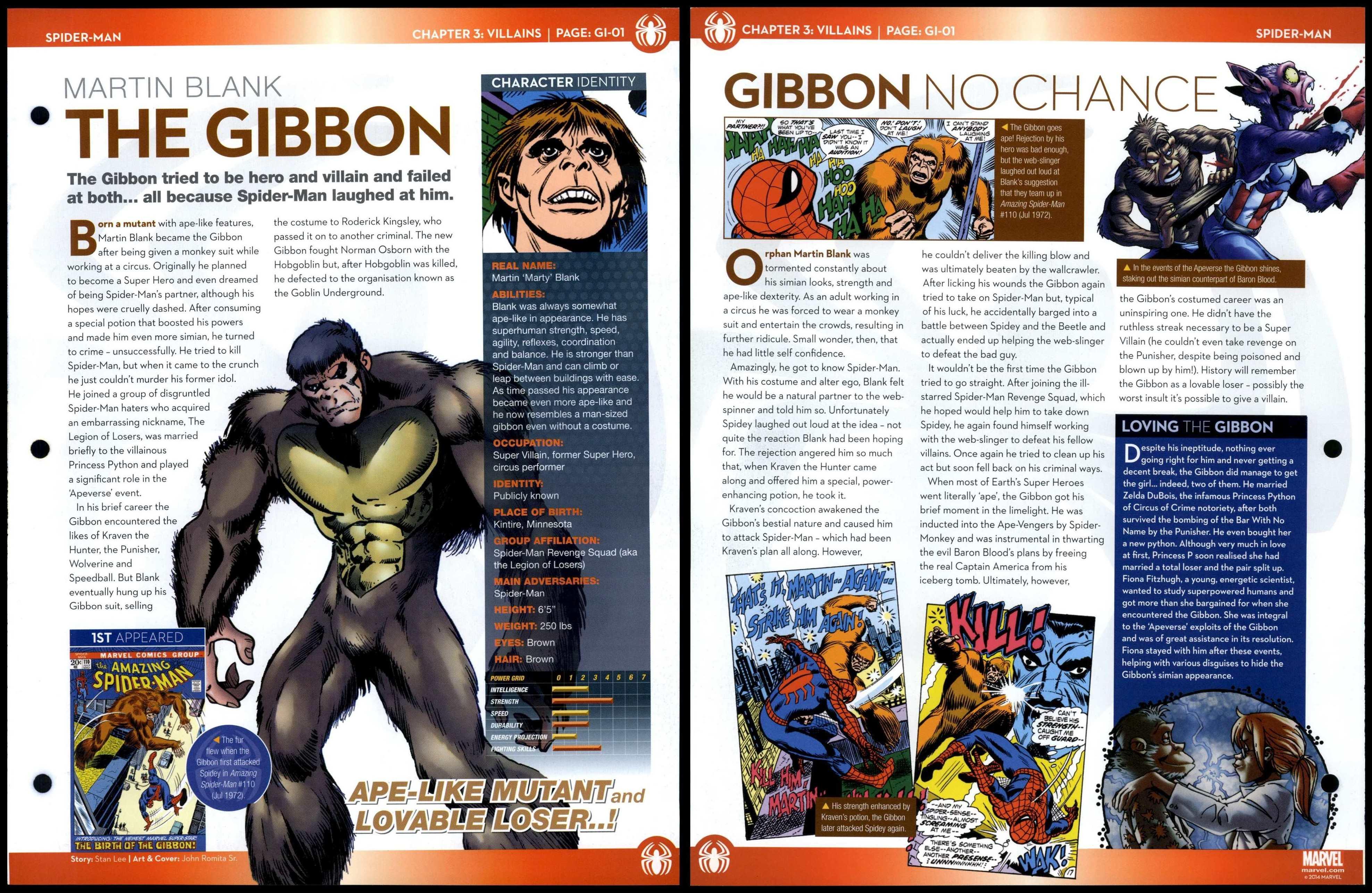The Gibbon Martin Blank GI01 Villains SpiderMan Marvel Fact File