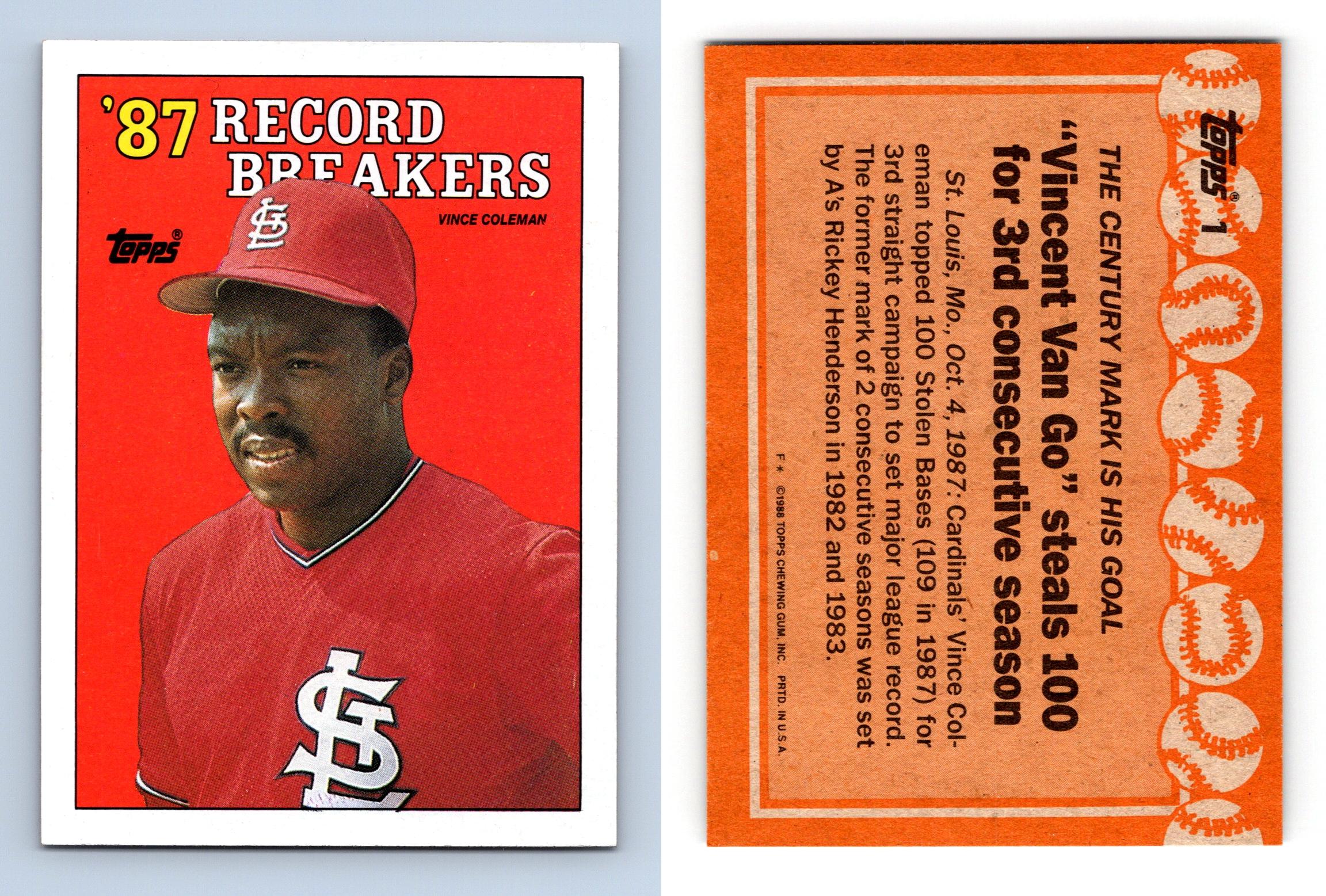 Topps Vince Coleman Baseball Trading Cards