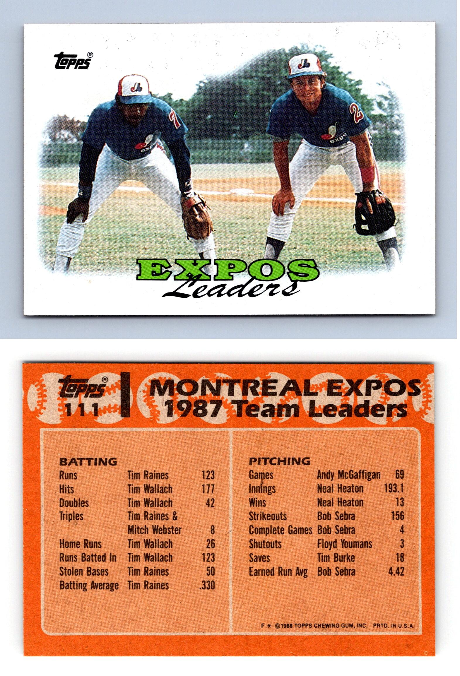 Expos Leaders #111 Topps 1988 Baseball Trading Card
