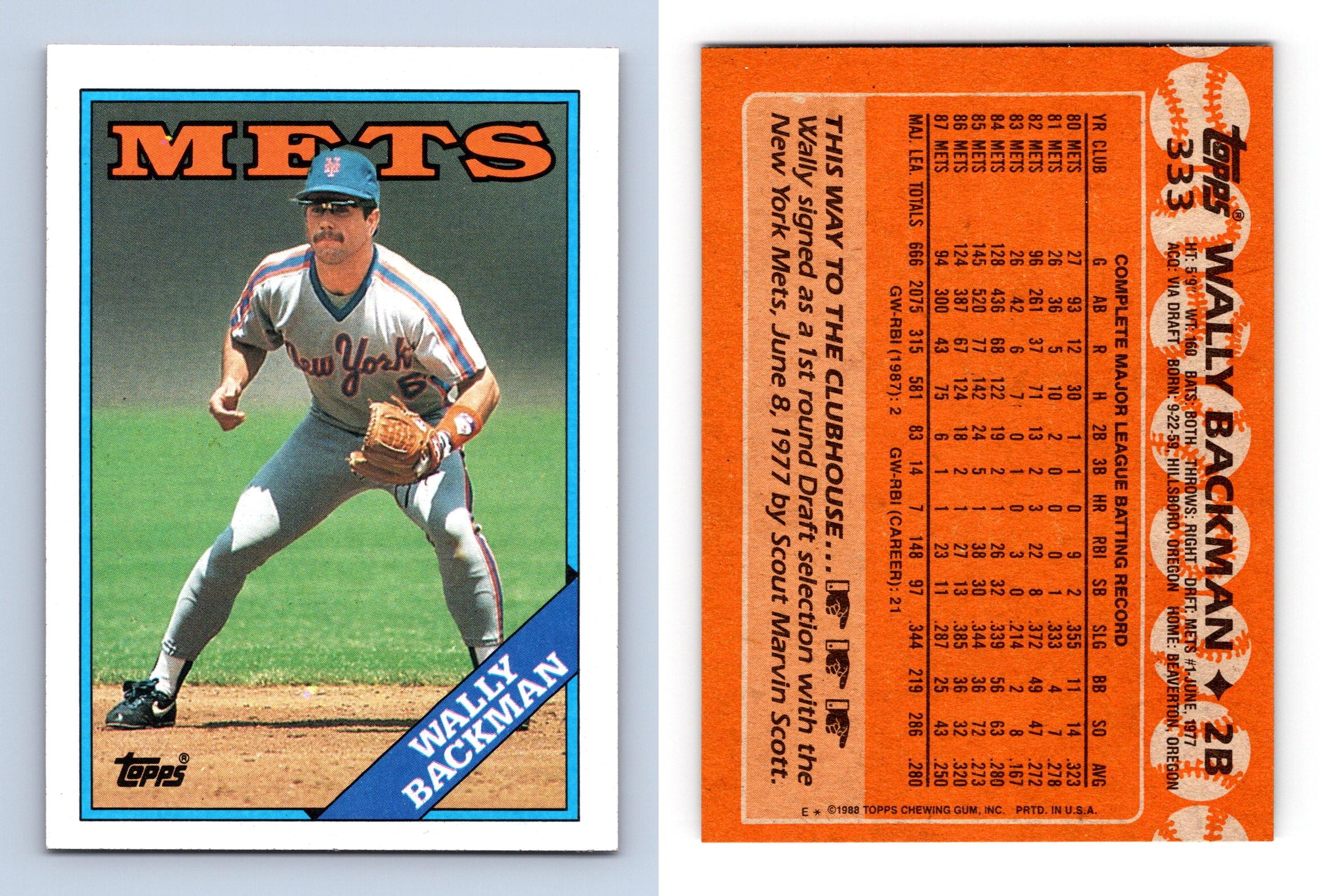 Wally Backman - Mets #333 Topps 1988 Baseball Trading Card
