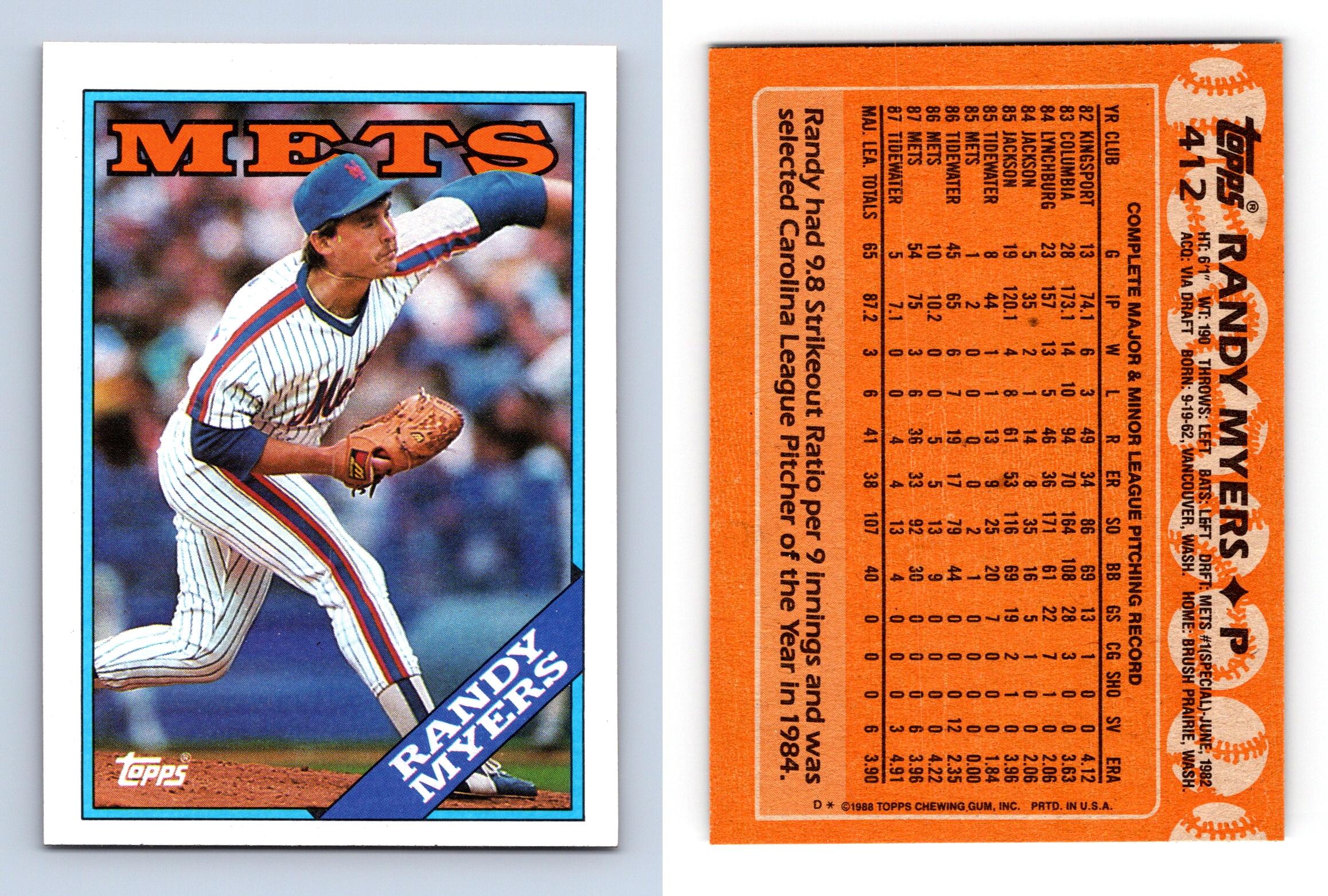 Randy Myers - Mets #412 Topps 1988 Baseball Trading Card