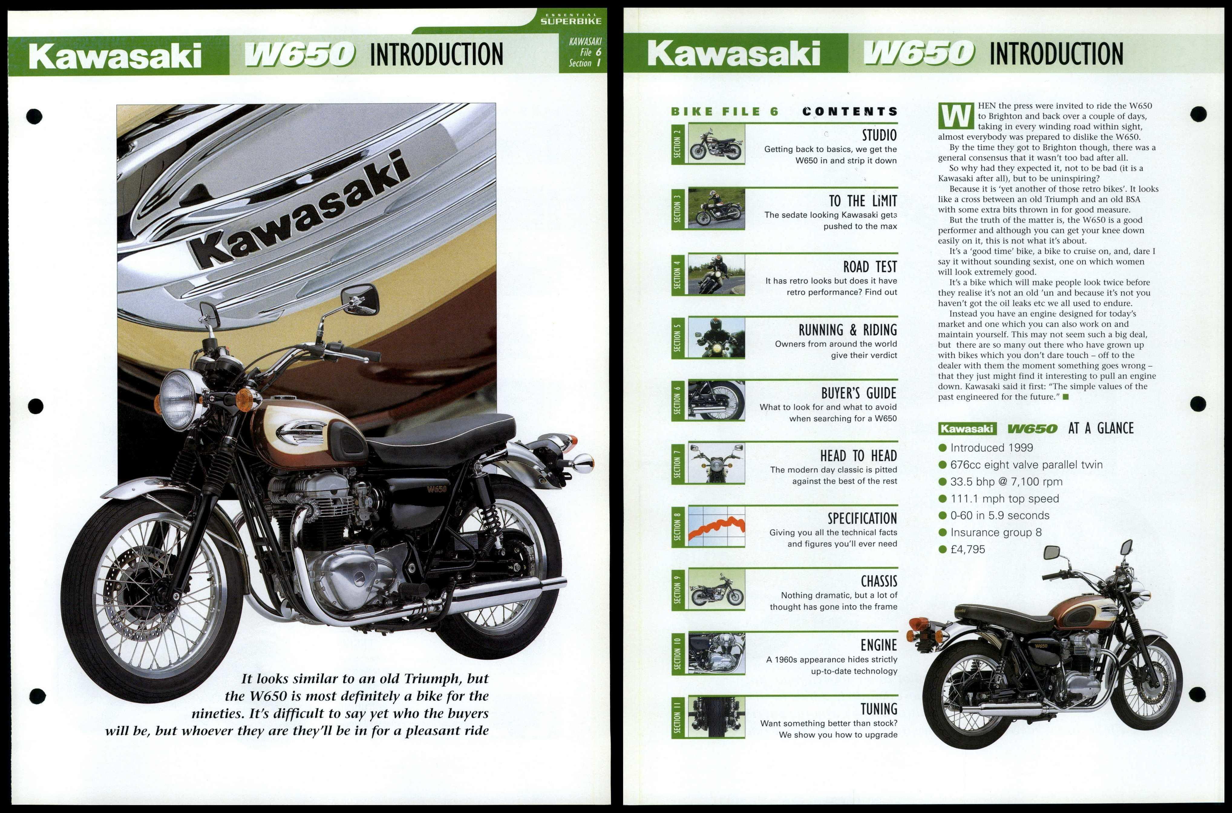 Kawasaki W650 - Introduction - Essential Superbike Data File Page