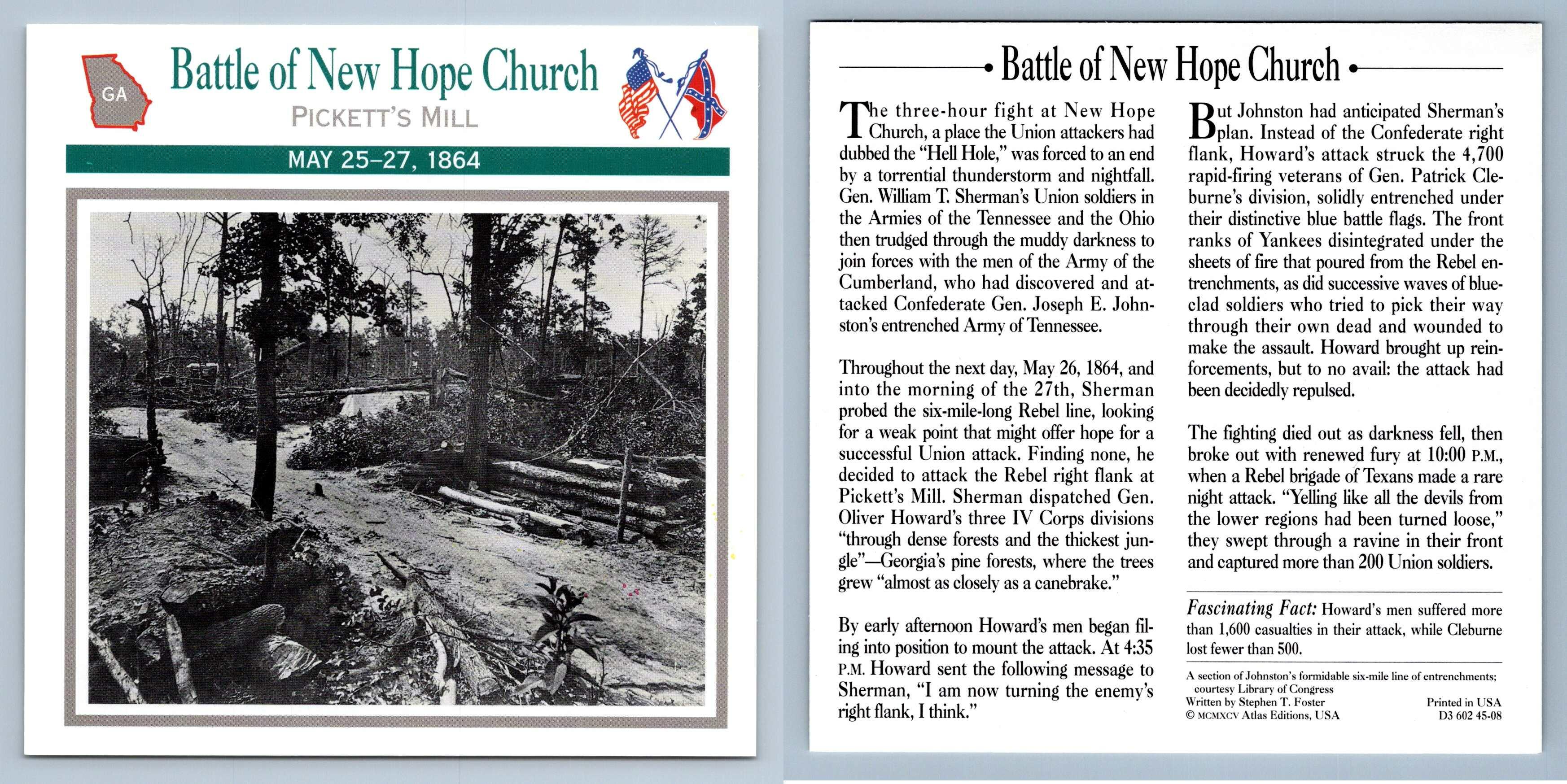 Pickett's Mill Battle Of New Hope Church Battles 1864 Atlas Ed