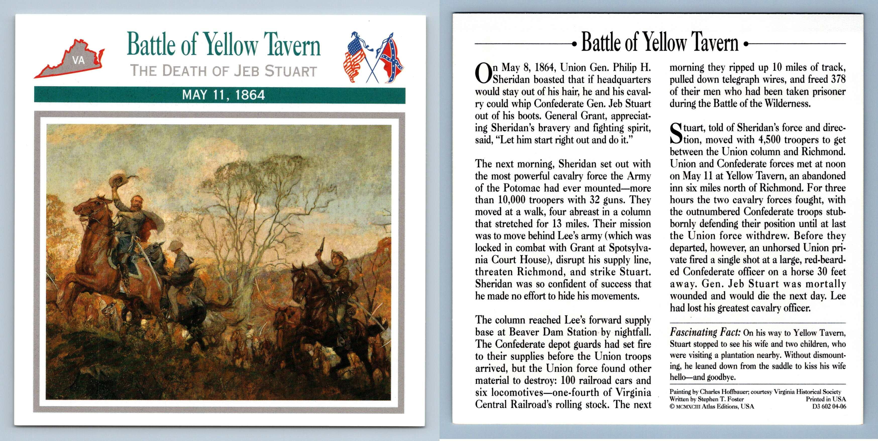 The Death Of Jeb Stuart- Battle Of Yellow Tavern - Battles 1864 - Atlas ...