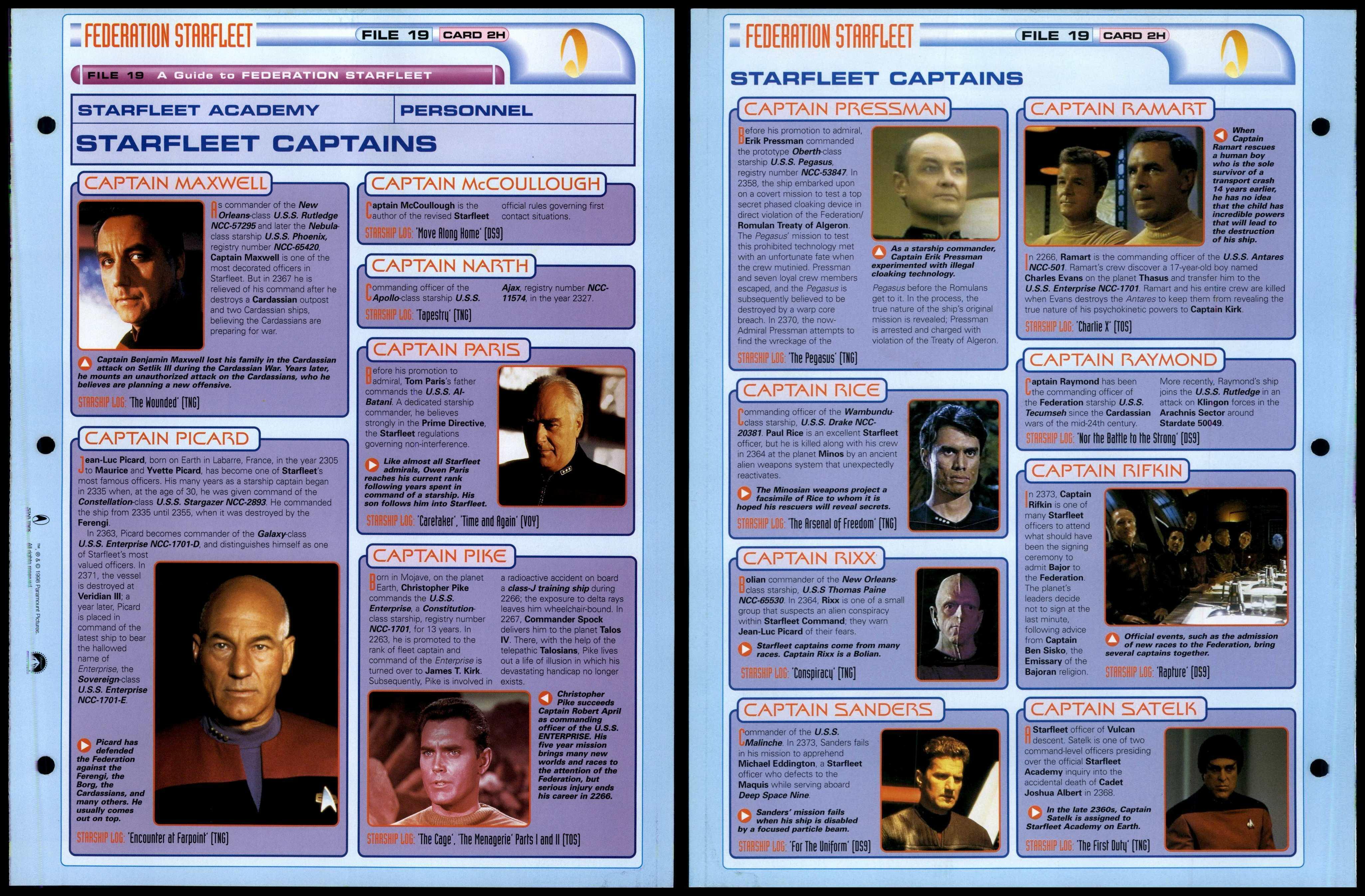 Starfleet Captains 2H Guide Federation Starfleet Star Trek Fact File