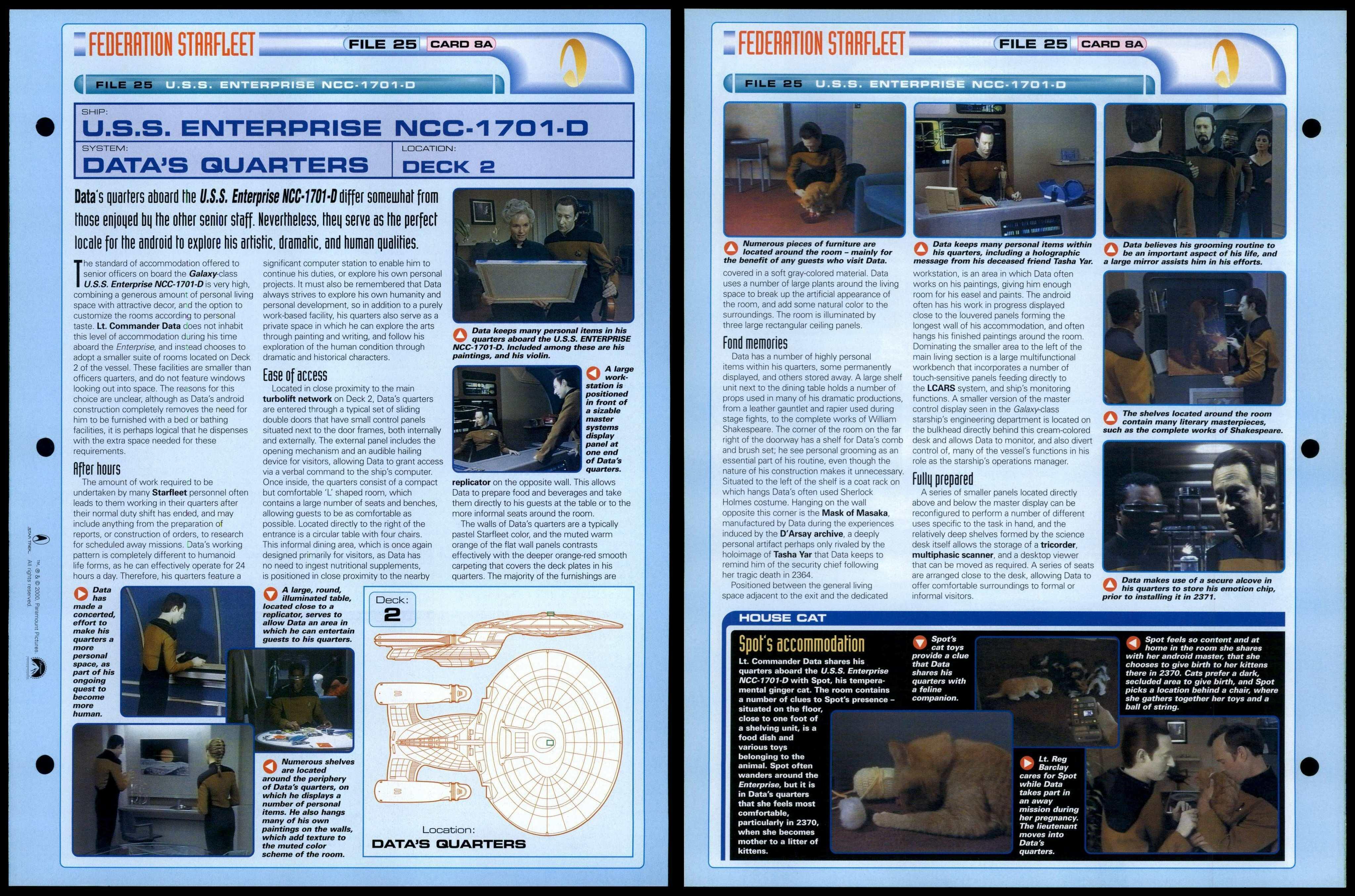 Data's Quarters USS Enterprise NCC1701D Star Trek Fact File Page