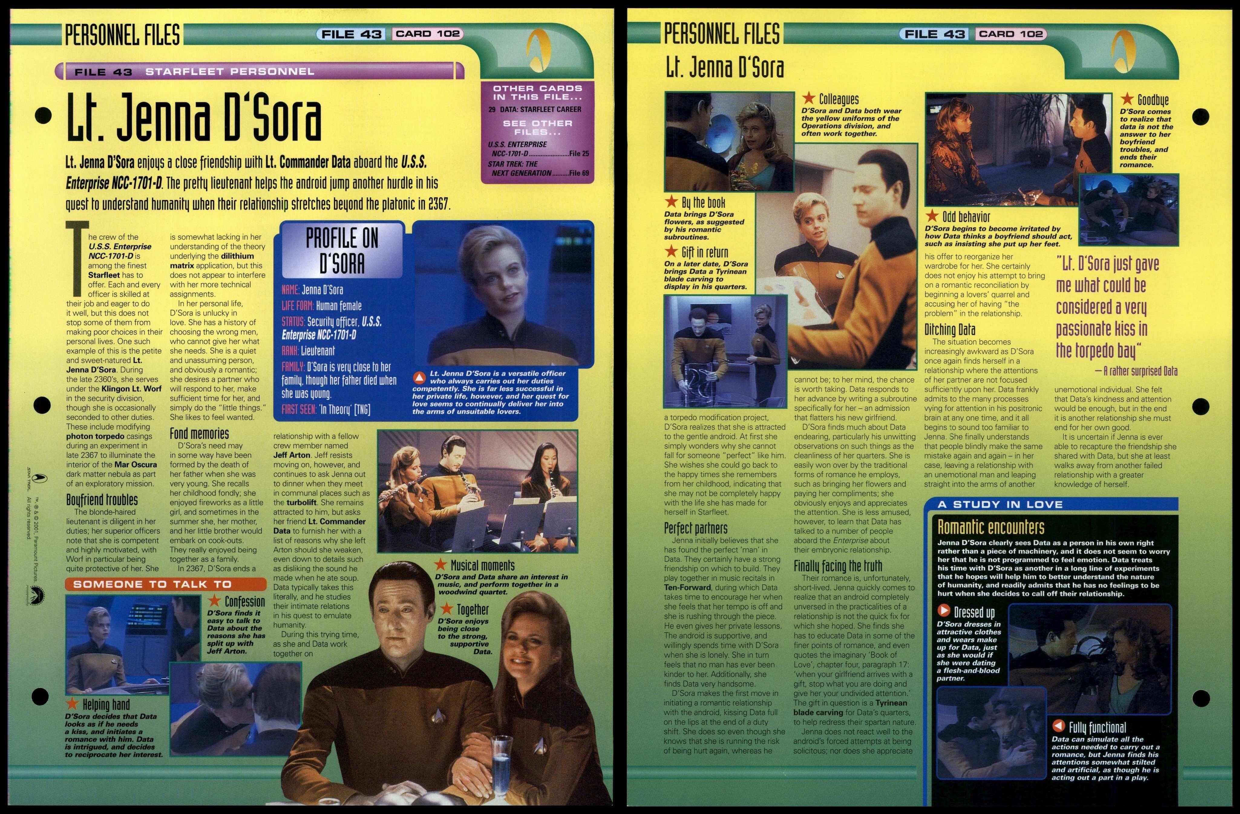 Lt. Jenna D'Sora - Starfleet Personnel - Star Trek Fact File Page