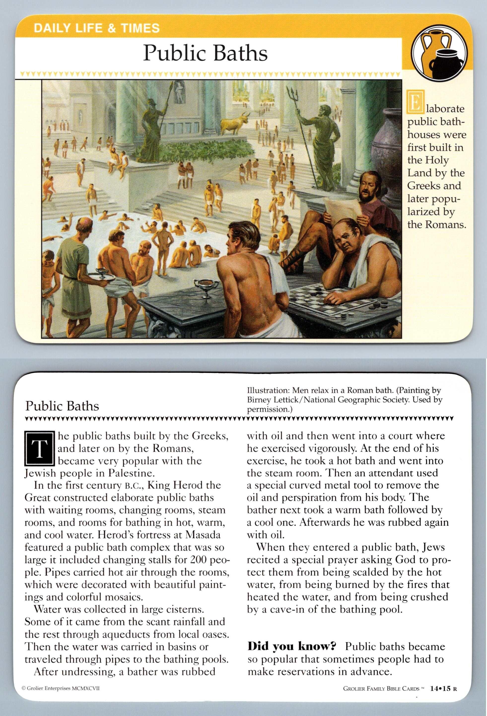 Public Baths 14.15 Life Family Bible 19942001 Grolier Card