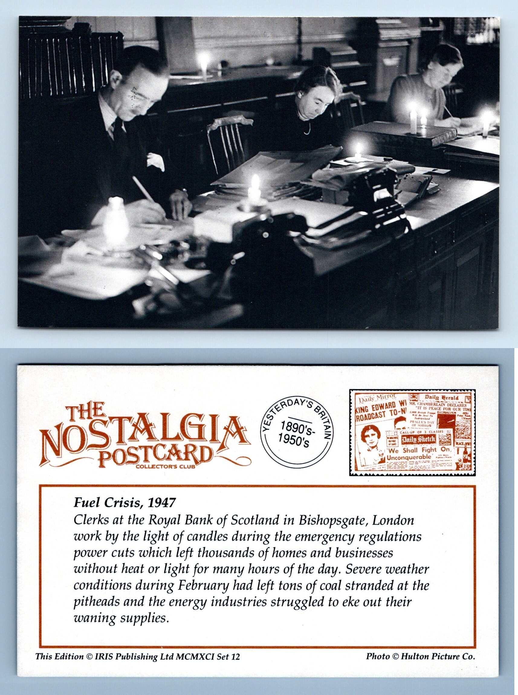 Fuel Crisis, 1947 News The Nostalgia Postcard Collectors Club