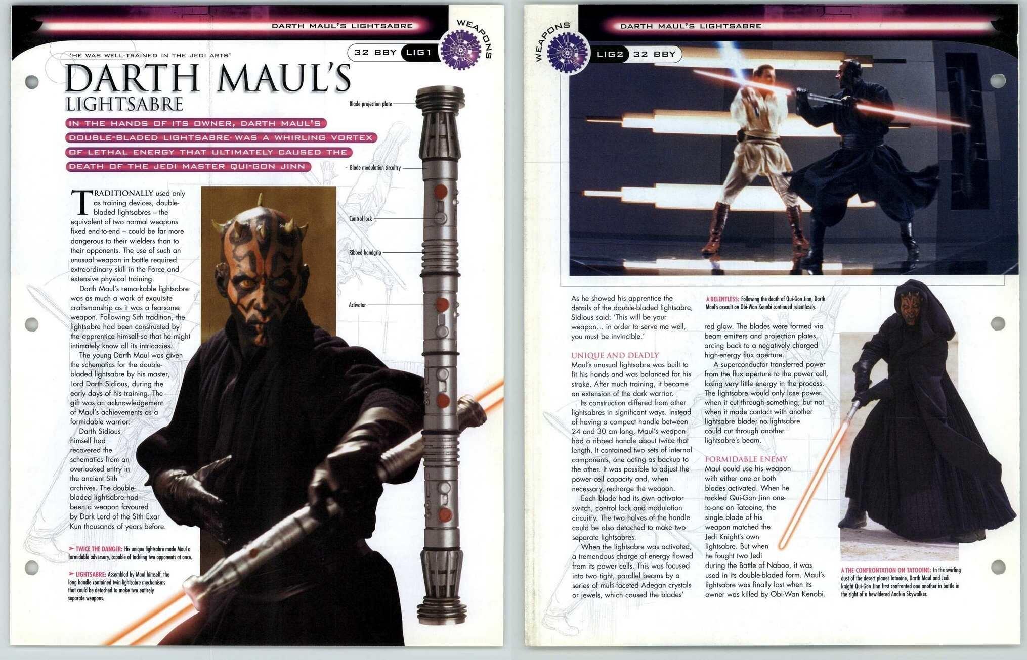 Darth Mauls Lightsabre Lig1 2 Weapons Star Wars Fact File Page