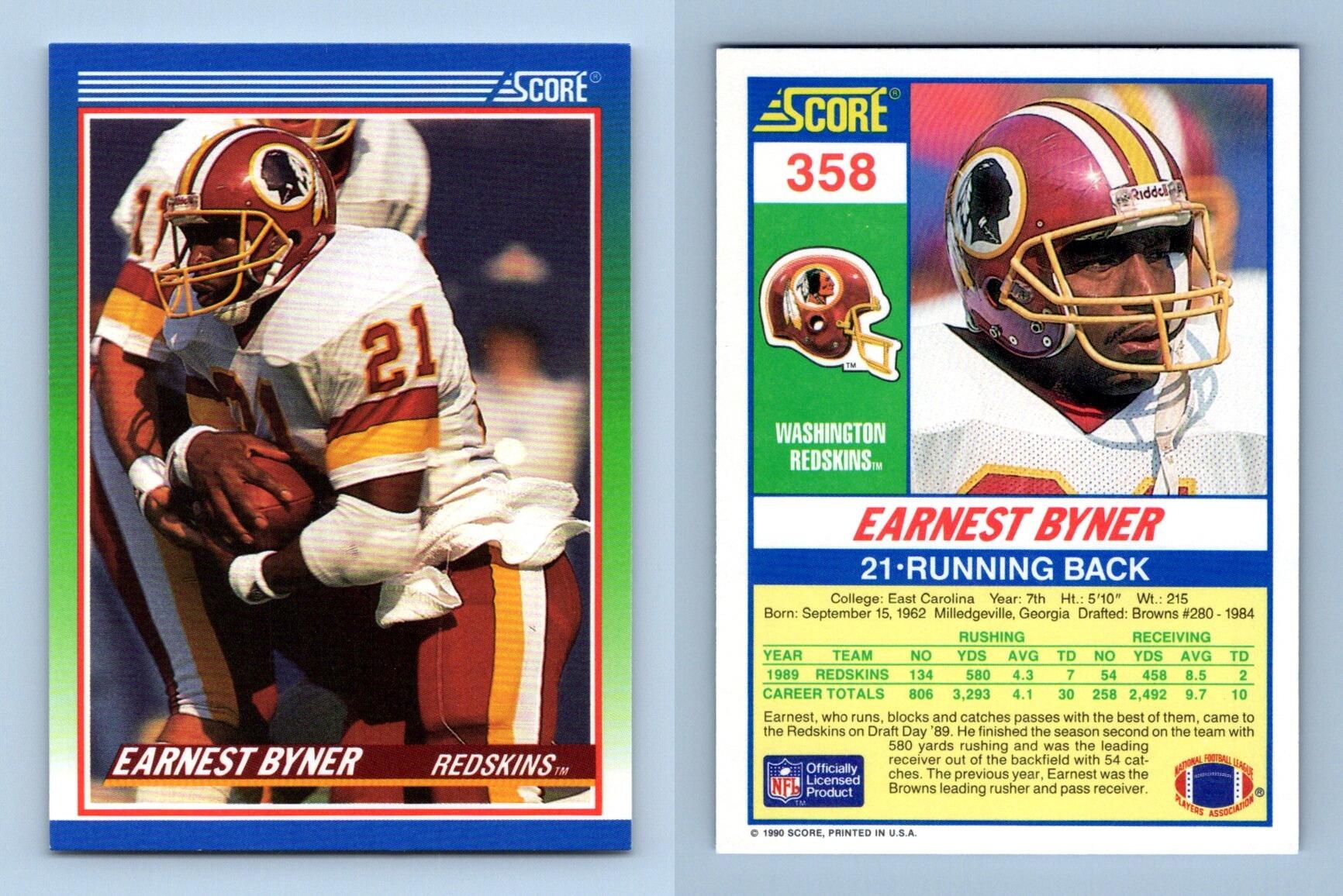 Earnest Byner- Redskins #358 Score 1990 NFL Football Trading Card