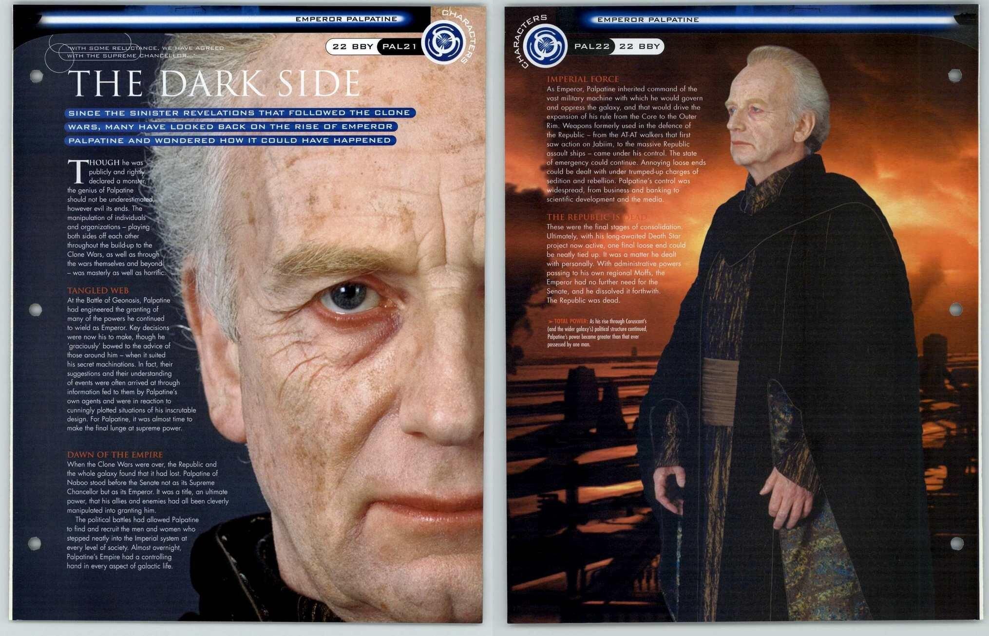 The Dark Side #PAL21-22 Palpatine - Characters - Star Wars Fact File Page