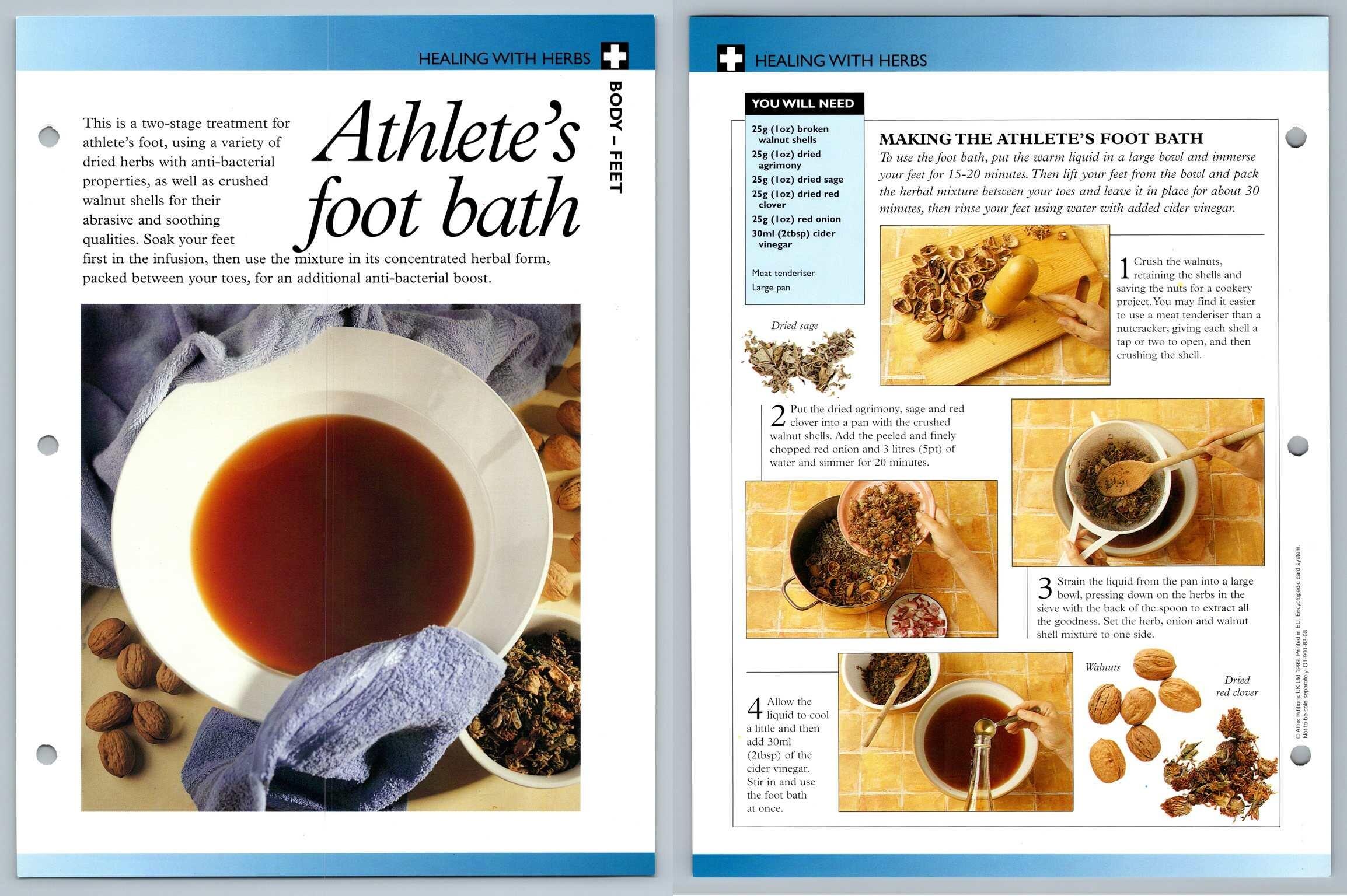 Athlete's Foot Bath Healing Secret World Of Herbs Fact File Card