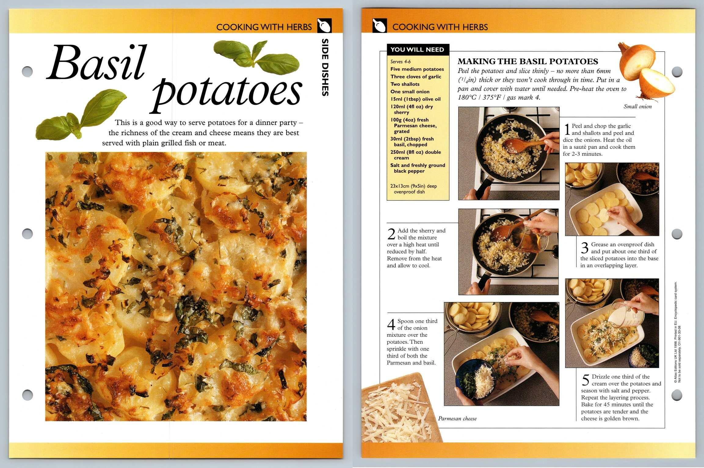 Basil Potatoes Cooking Secret World Of Herbs Fact File Card