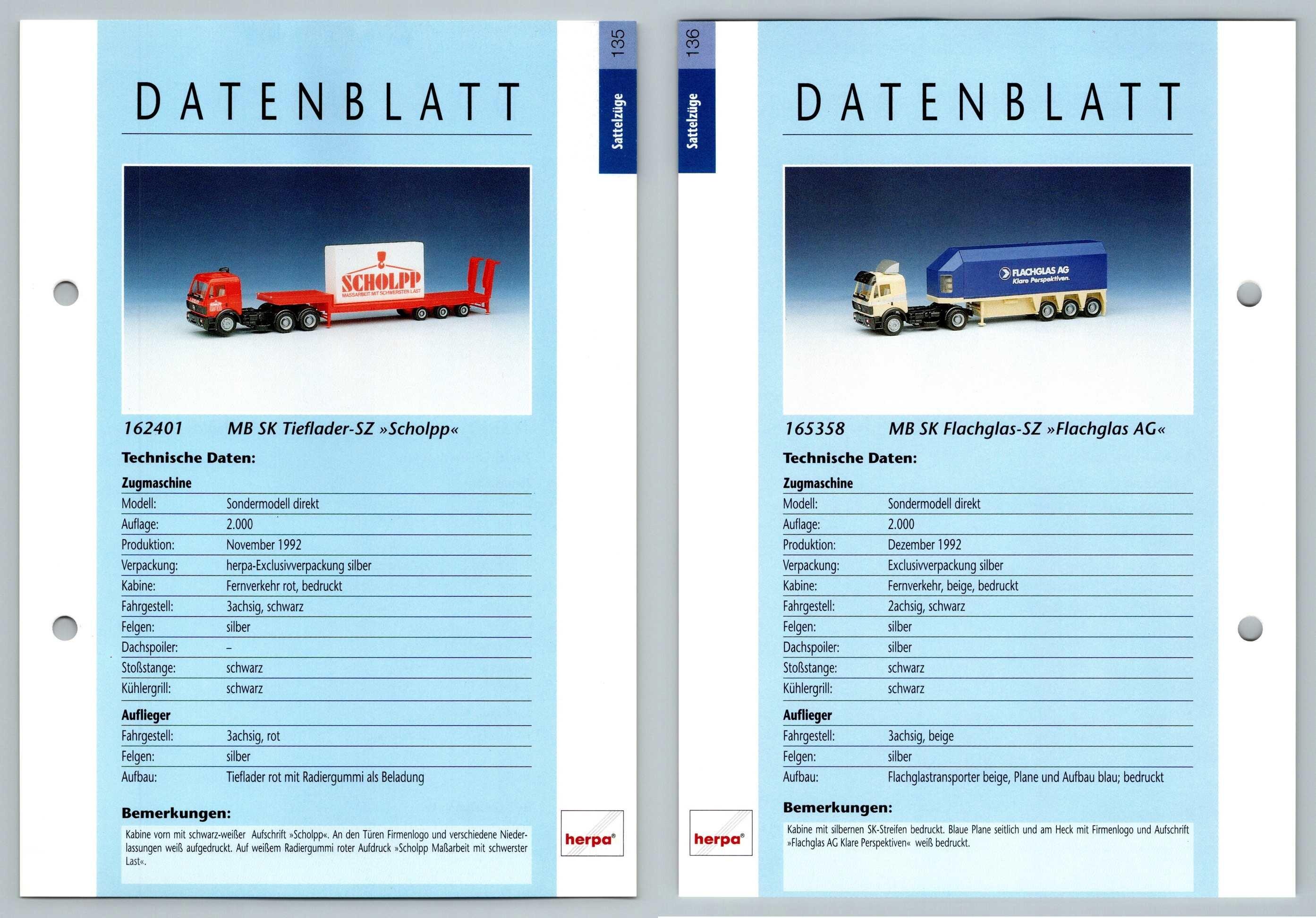 Mb Sk Tieflader Sz Mb Sk Flachglas Sz 135 136 Sattelzuge Datenblatt