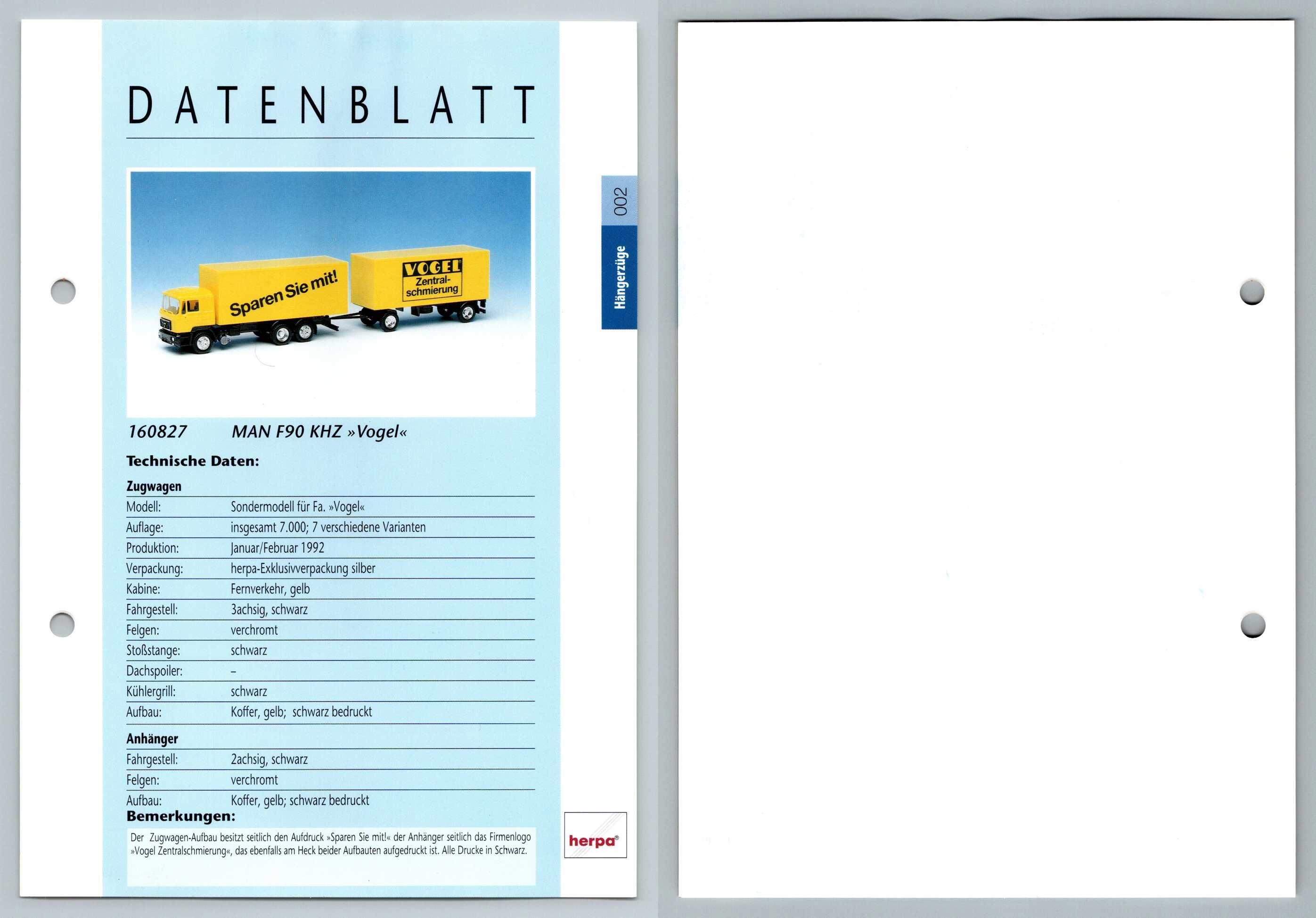 Man F90 Khz Vogel 2 Hangerzuge Datenblatt Herpa Data Sheet