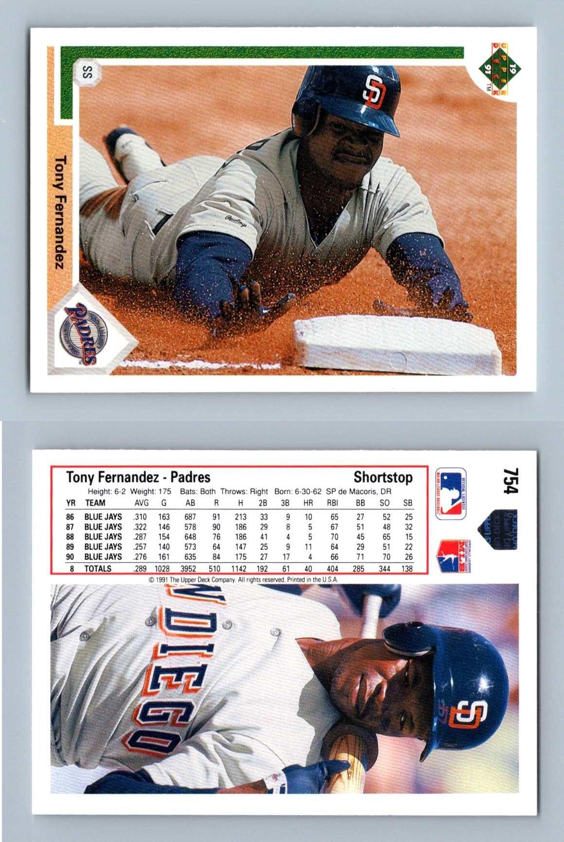 Tony Fernandez - Padres #754 Upper Deck 1991 Baseball Trading Card