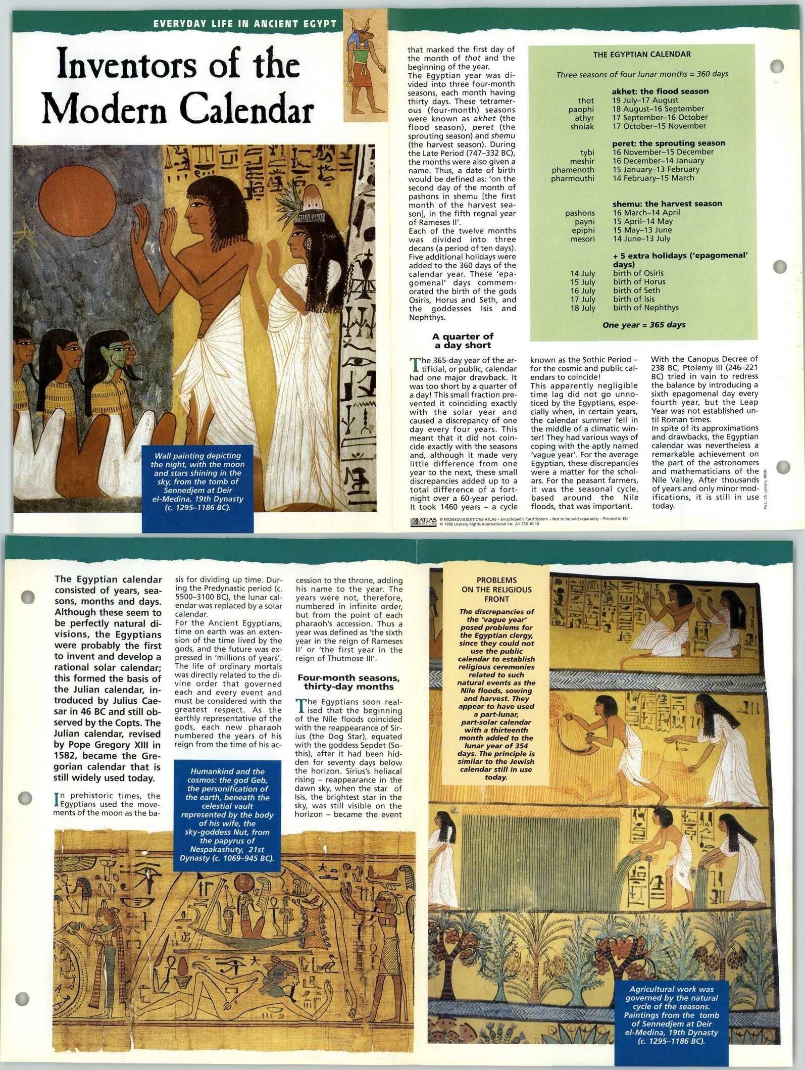 Inventors Modern Calendar - Everyday Life - Glory Of Ancient Egypt Fold ...