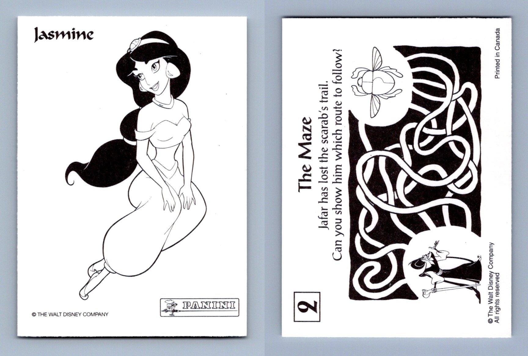 Jasmine #2 Disney's Aladdin Color-In 1993 Panini Trading Card