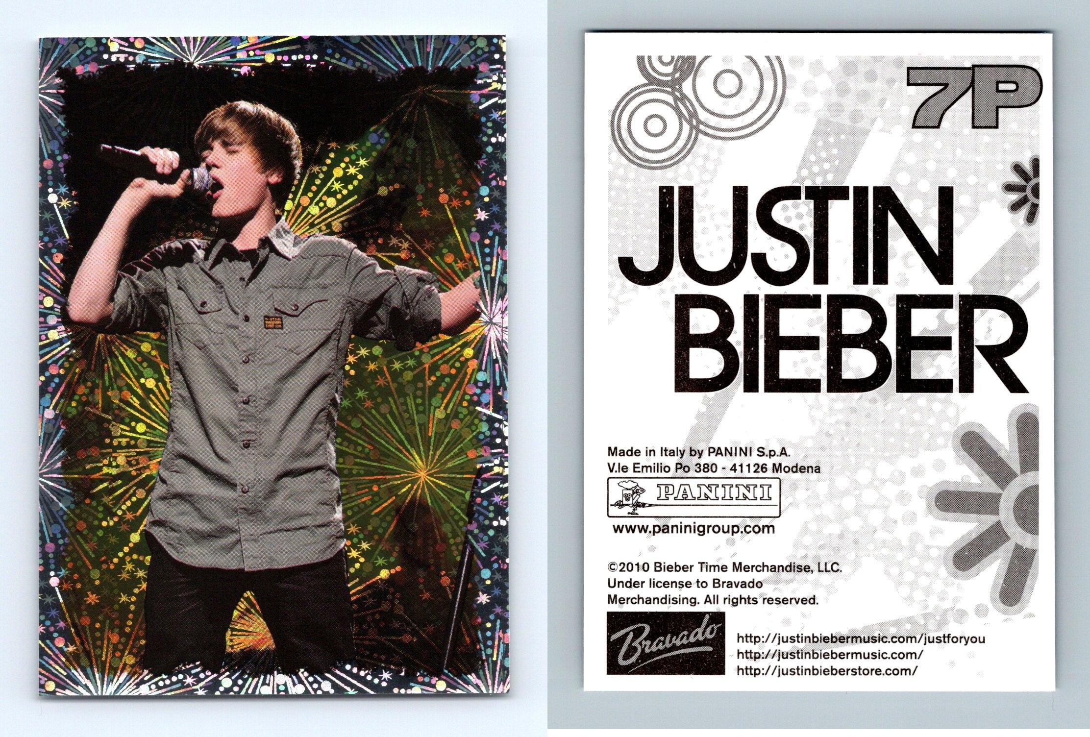 Justin Bieber #8P Panini 2010 Foil Sticker