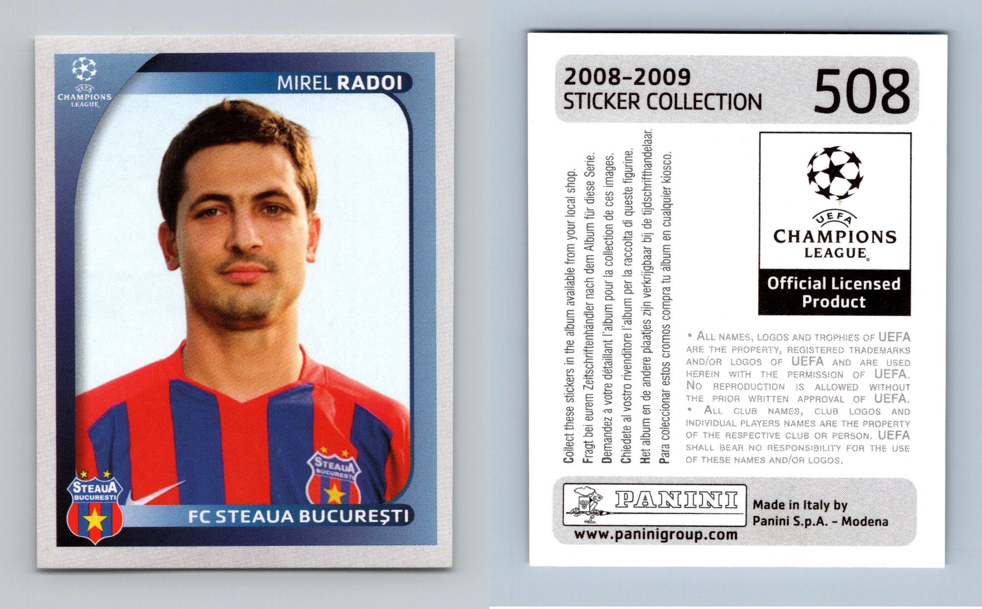 Panini Champions League (2008-2009) Mirel Radoi FC Steaua Bucureşti No. 508