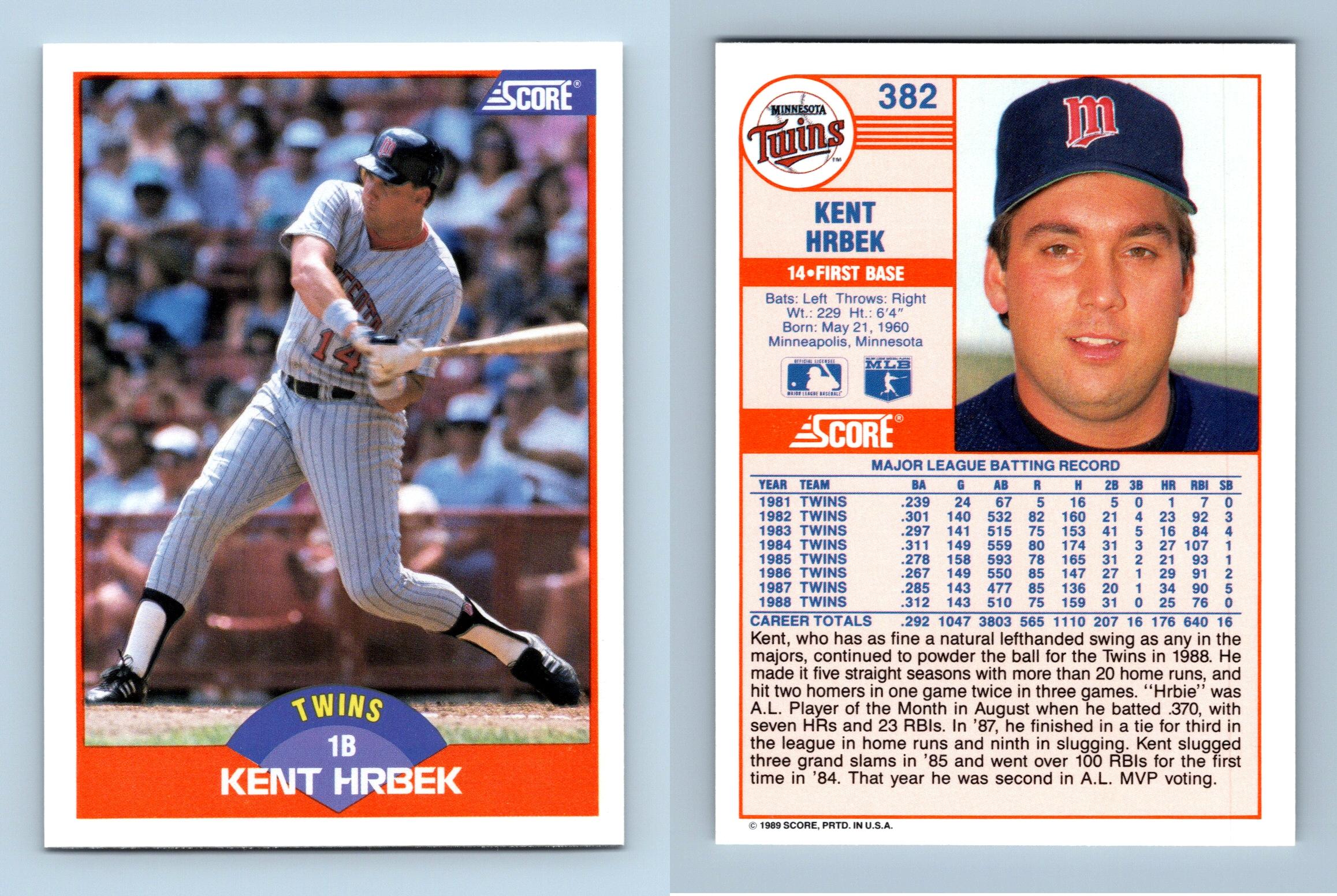 Kent Hrbek - Twins #382 Score 1989 Baseball Trading Card
