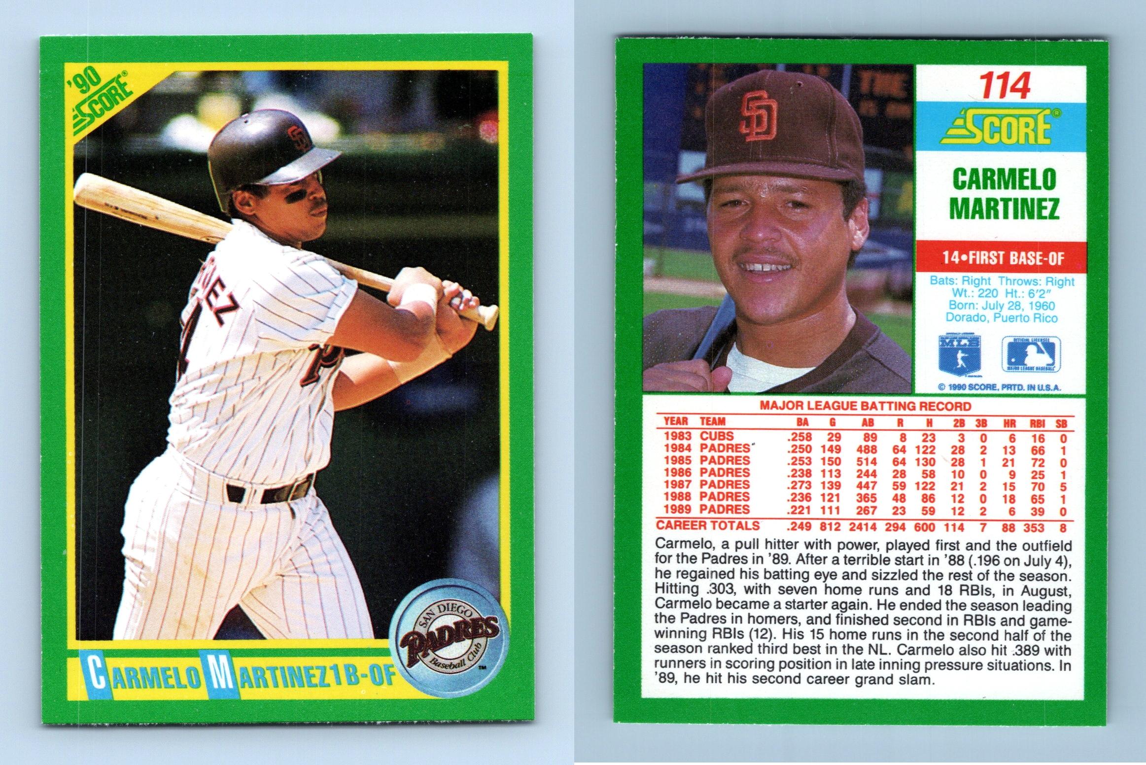 Carmelo Martinez - Padres #114 Score 1990 Baseball Trading Card