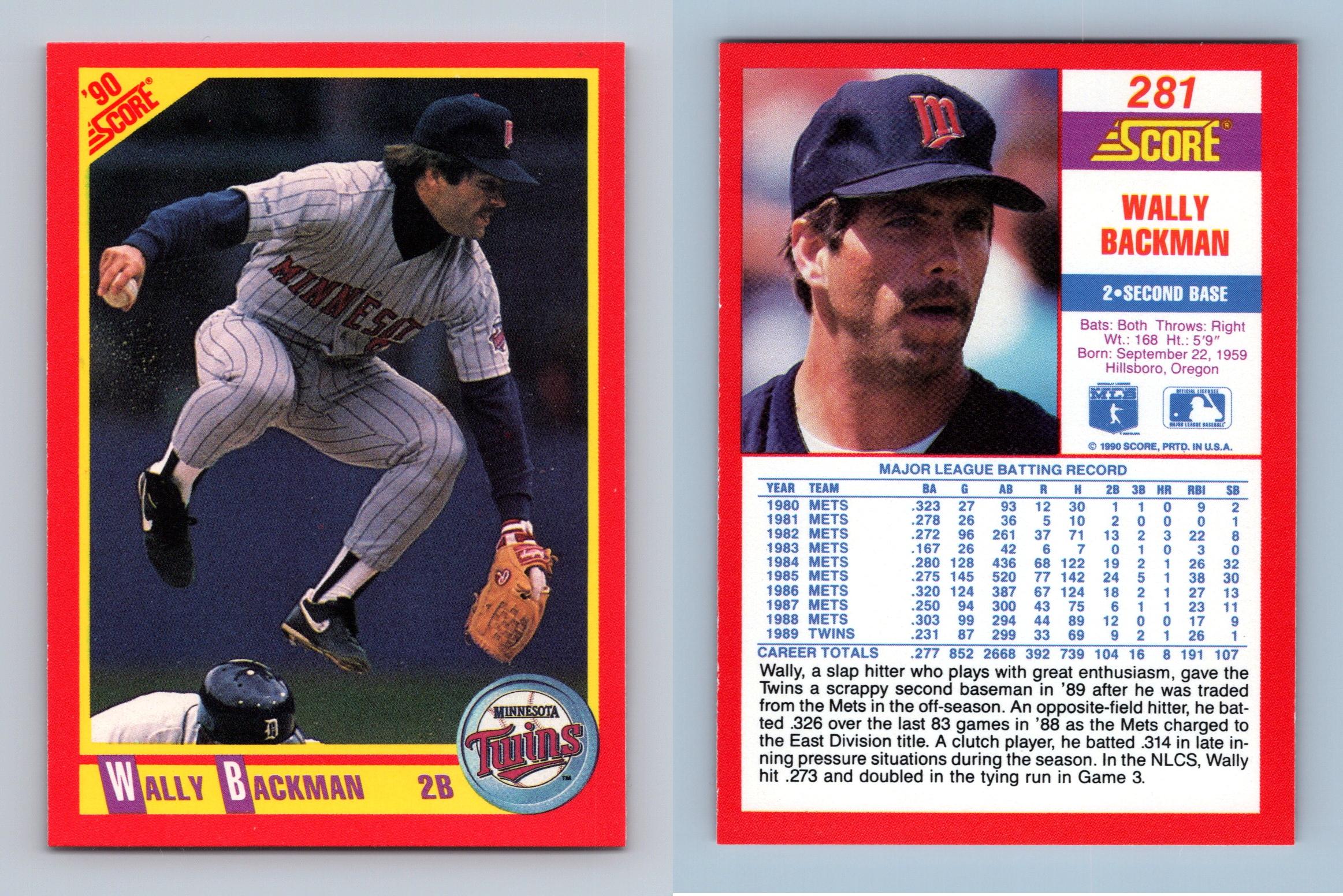Wally Backman - Twins #281 Score 1990 Baseball Trading Card