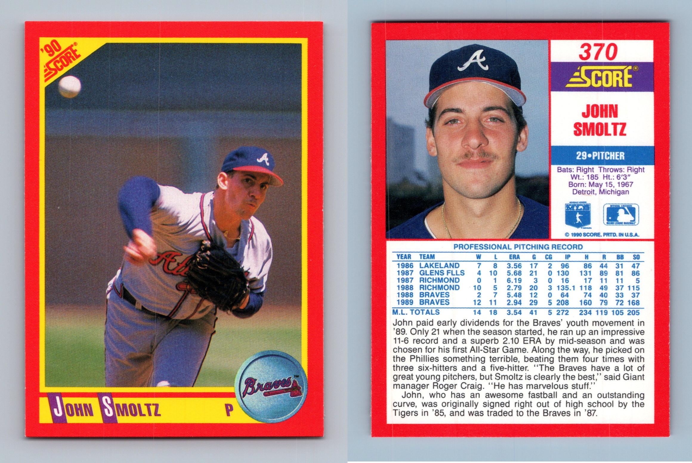 John Smoltz Braves 370 Score 1990 Baseball Trading Card