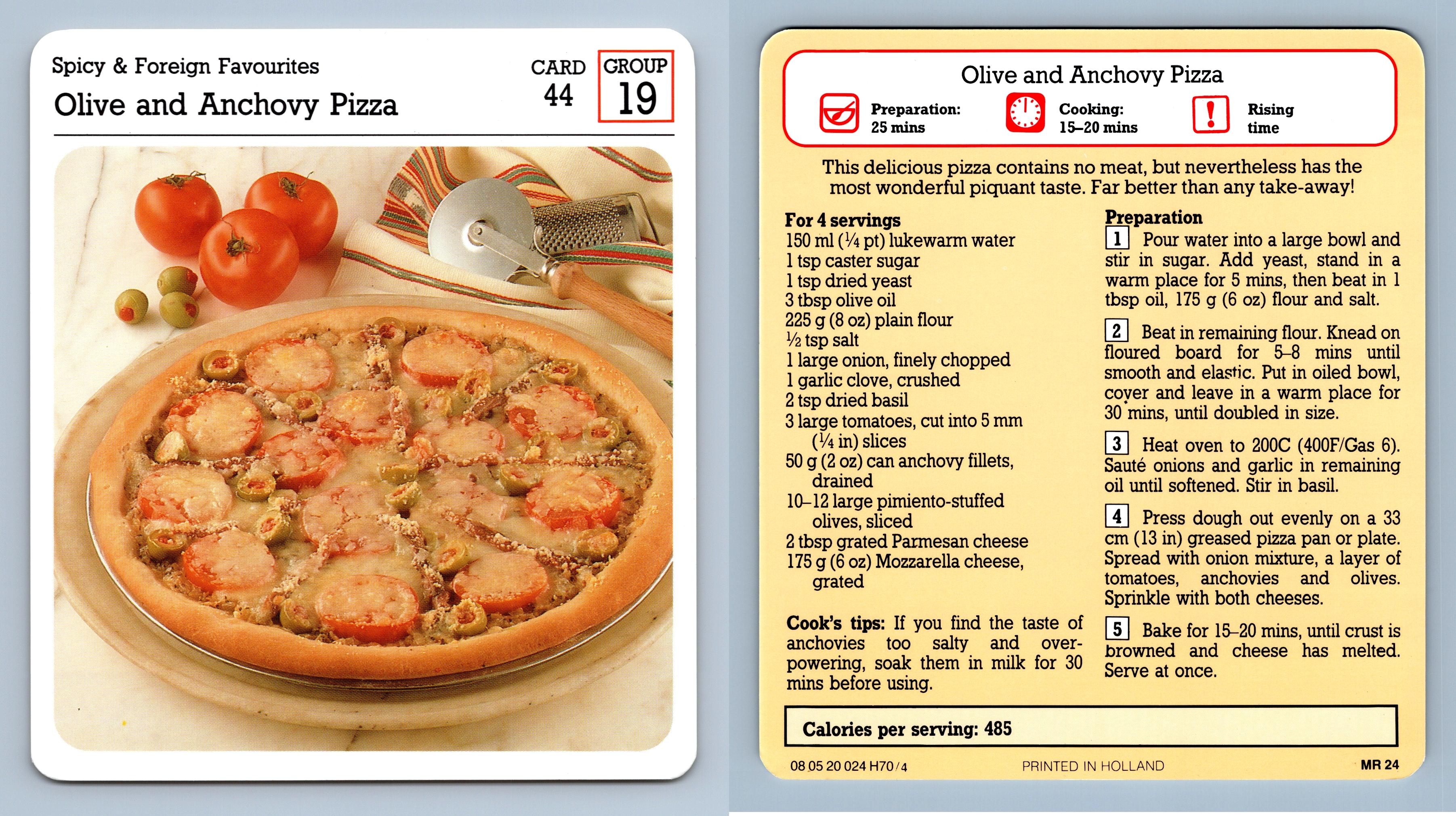 Olive Anchovy Pizza 44 Spicy My Favourite Recipes Cardmark Card