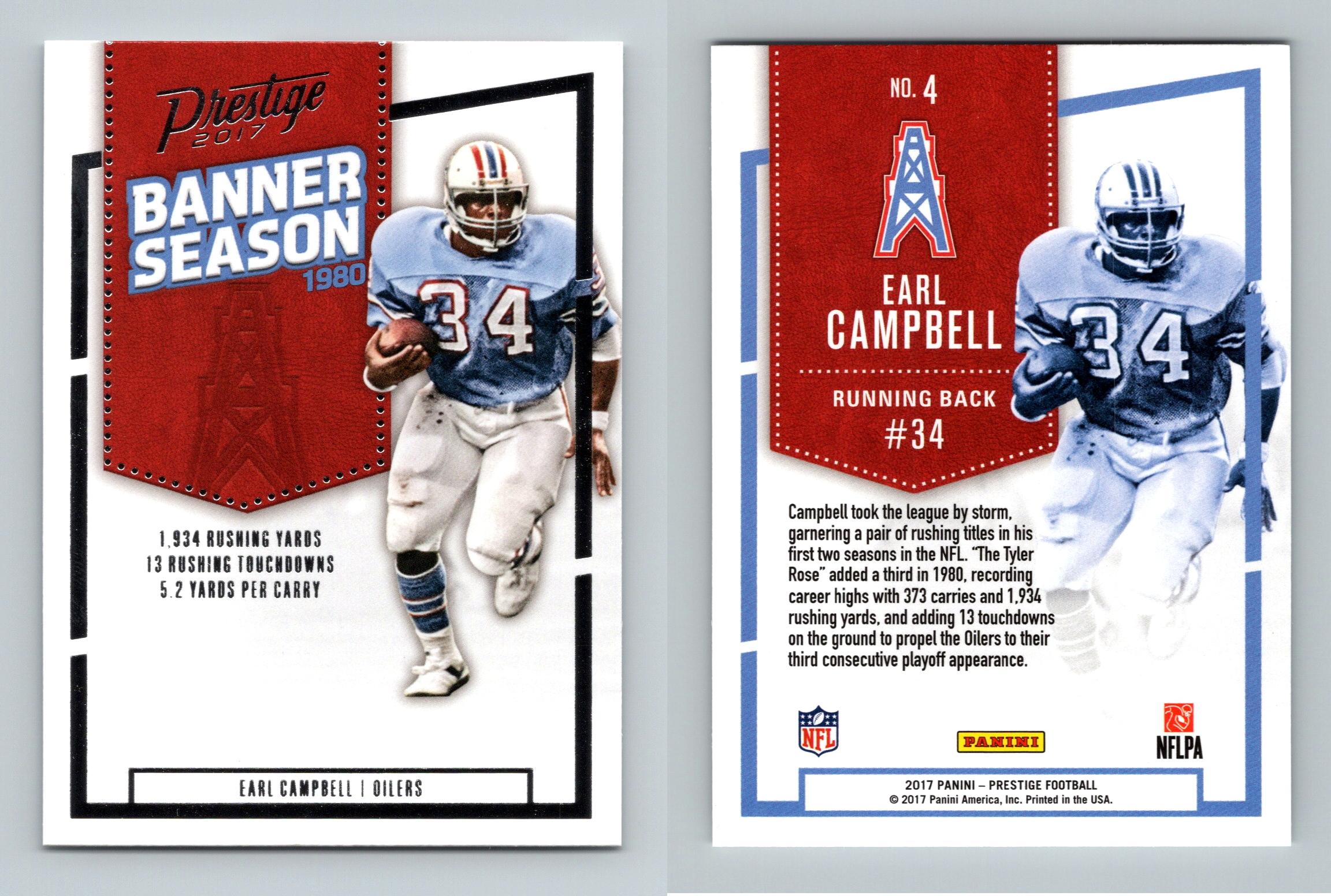 Earl Campbell #4 Prestige Football 2017 Panini Banner Season 1980 Trading  Card