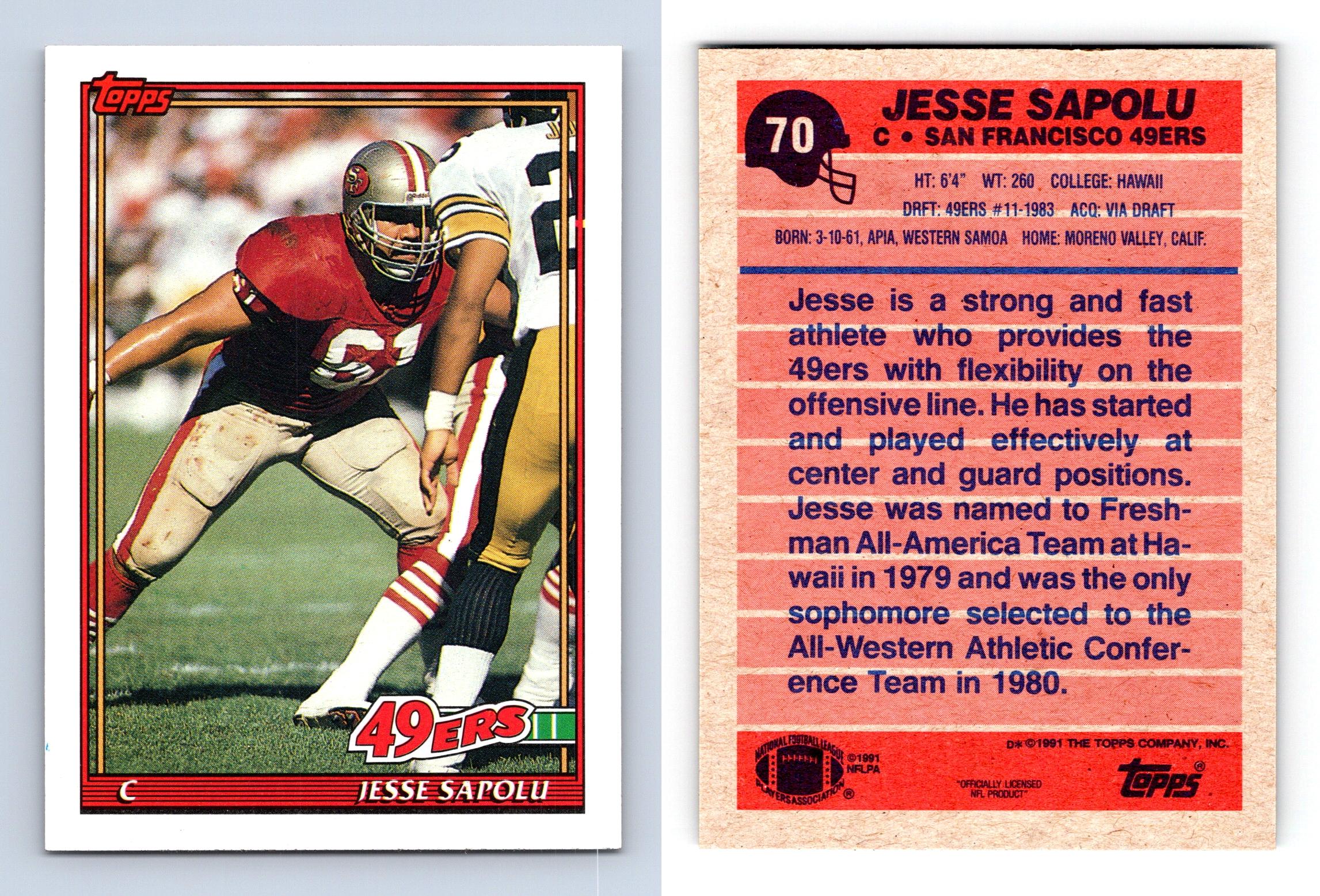 Jesse Sapolu #70 Topps 1991 American Football Trading Card