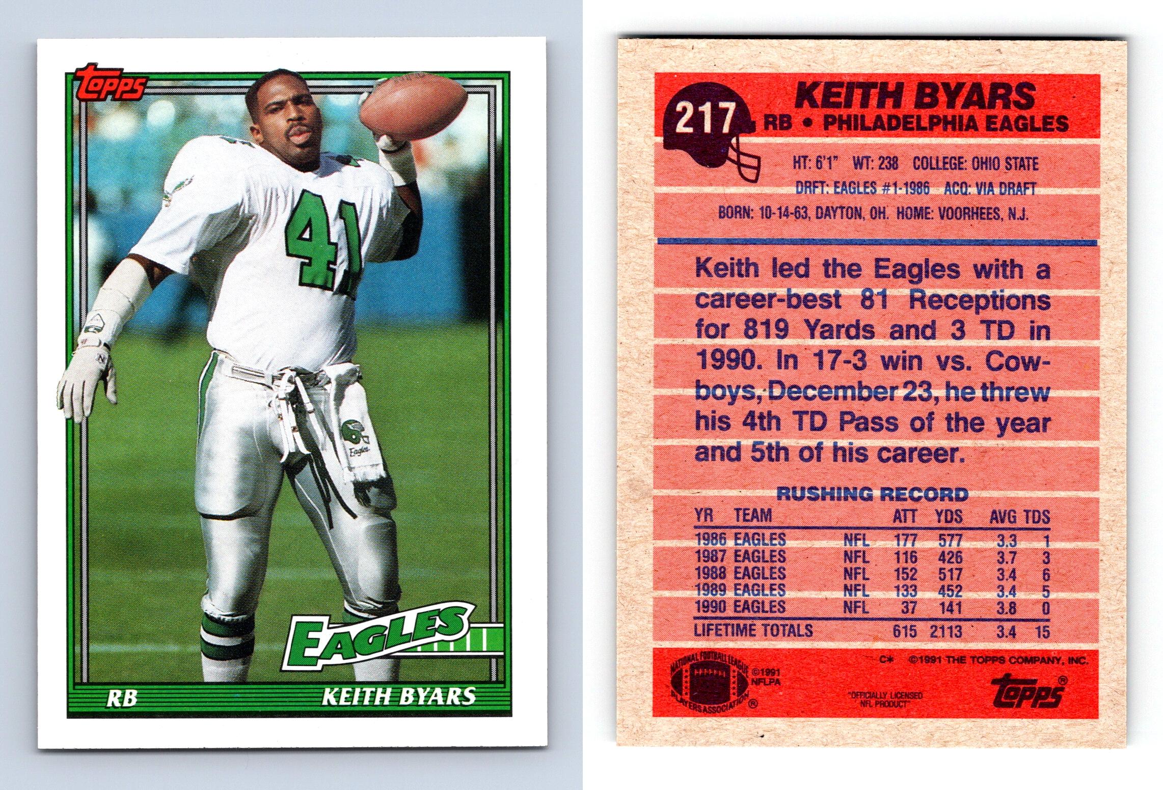 Keith Byars 217 Topps 1991 American Football Trading Card