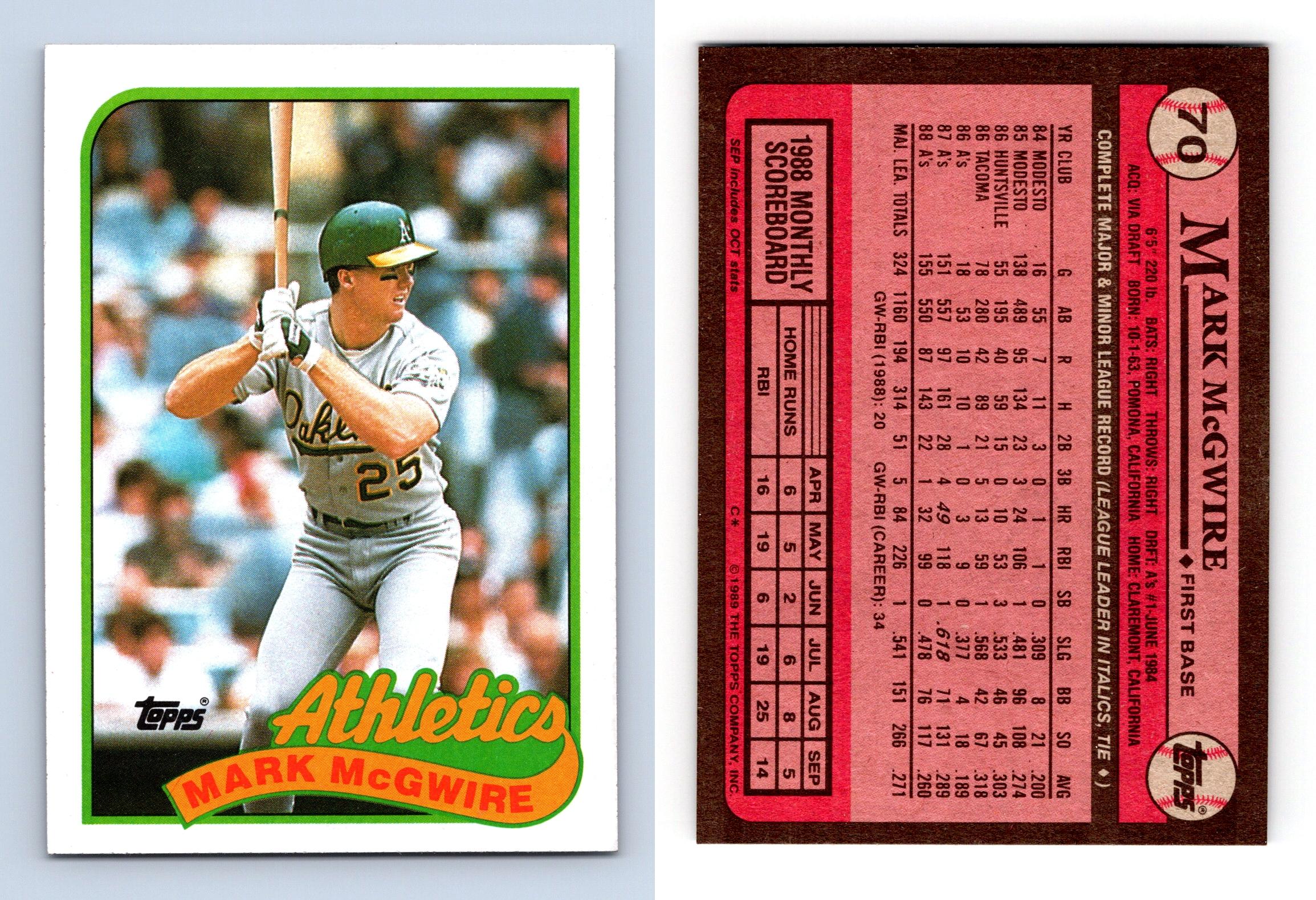 Mark McGwire - Orioles #70 Topps 1989 Baseball Trading Card