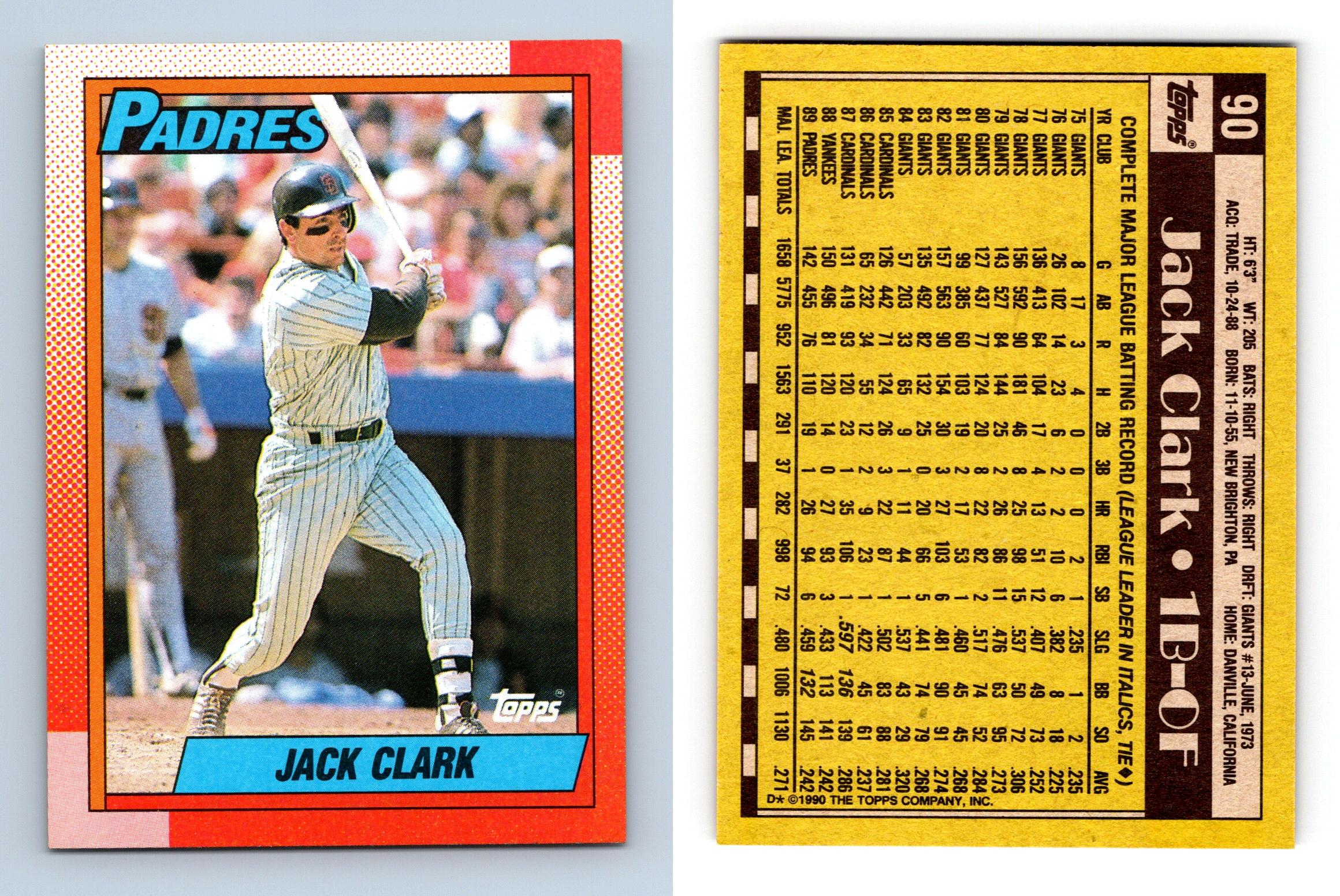 Jack Clark - Padres #90 Topps 1990 Baseball Trading Card