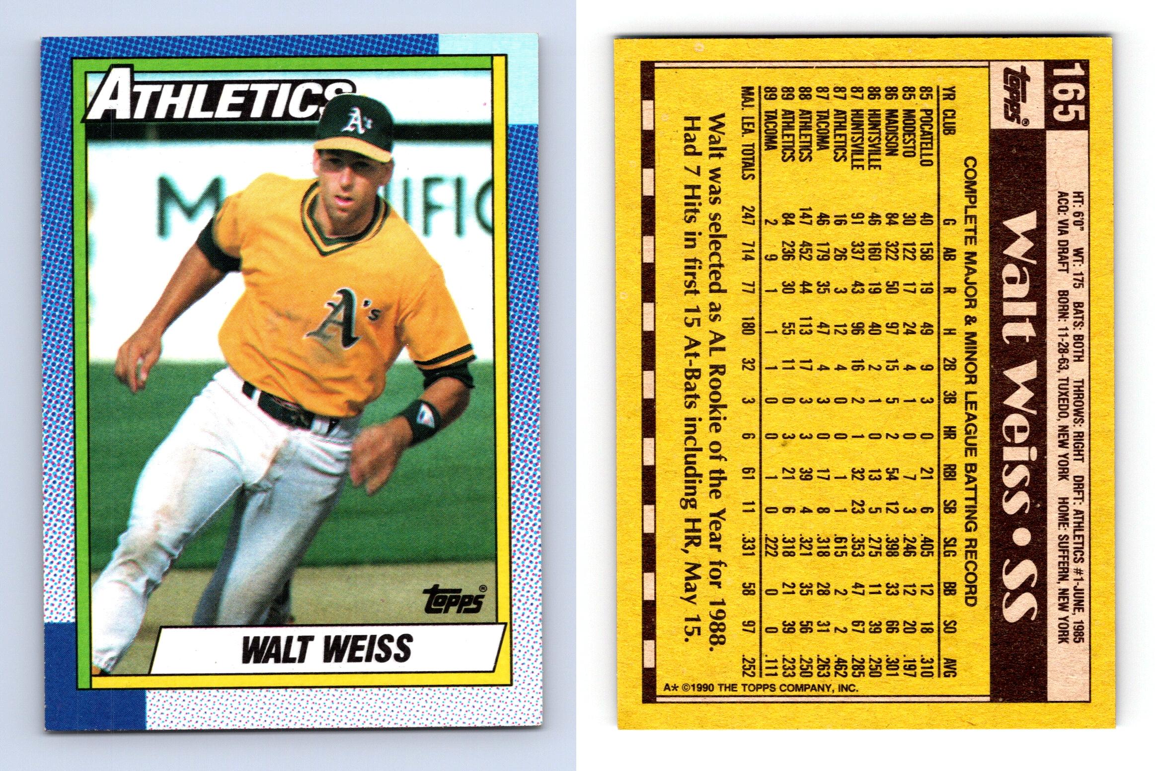 Walt Weiss - Athletics #165 Topps 1990 Baseball Trading Card
