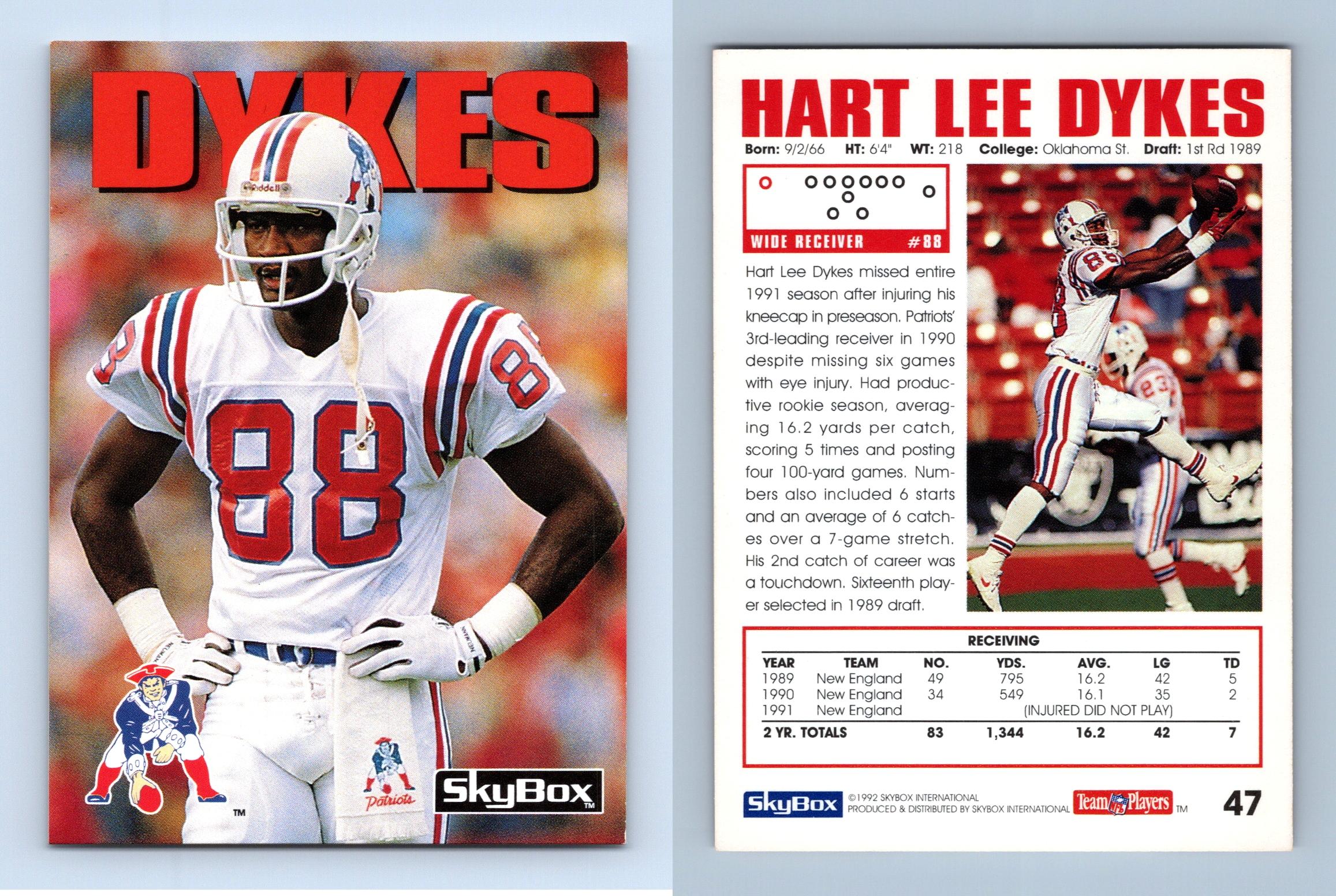 Hart Lee Dykes #47 Skybox Impact 1992 Football Trading Card