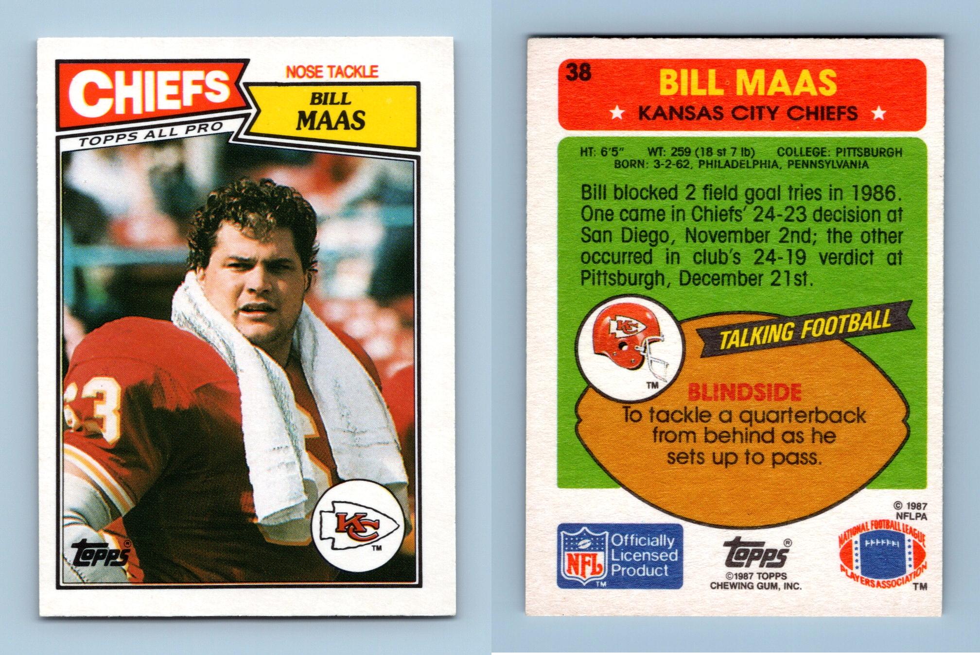 Bill Maas - Chiefs #38 Topps 1987 NFL Football US/UK Trading Card