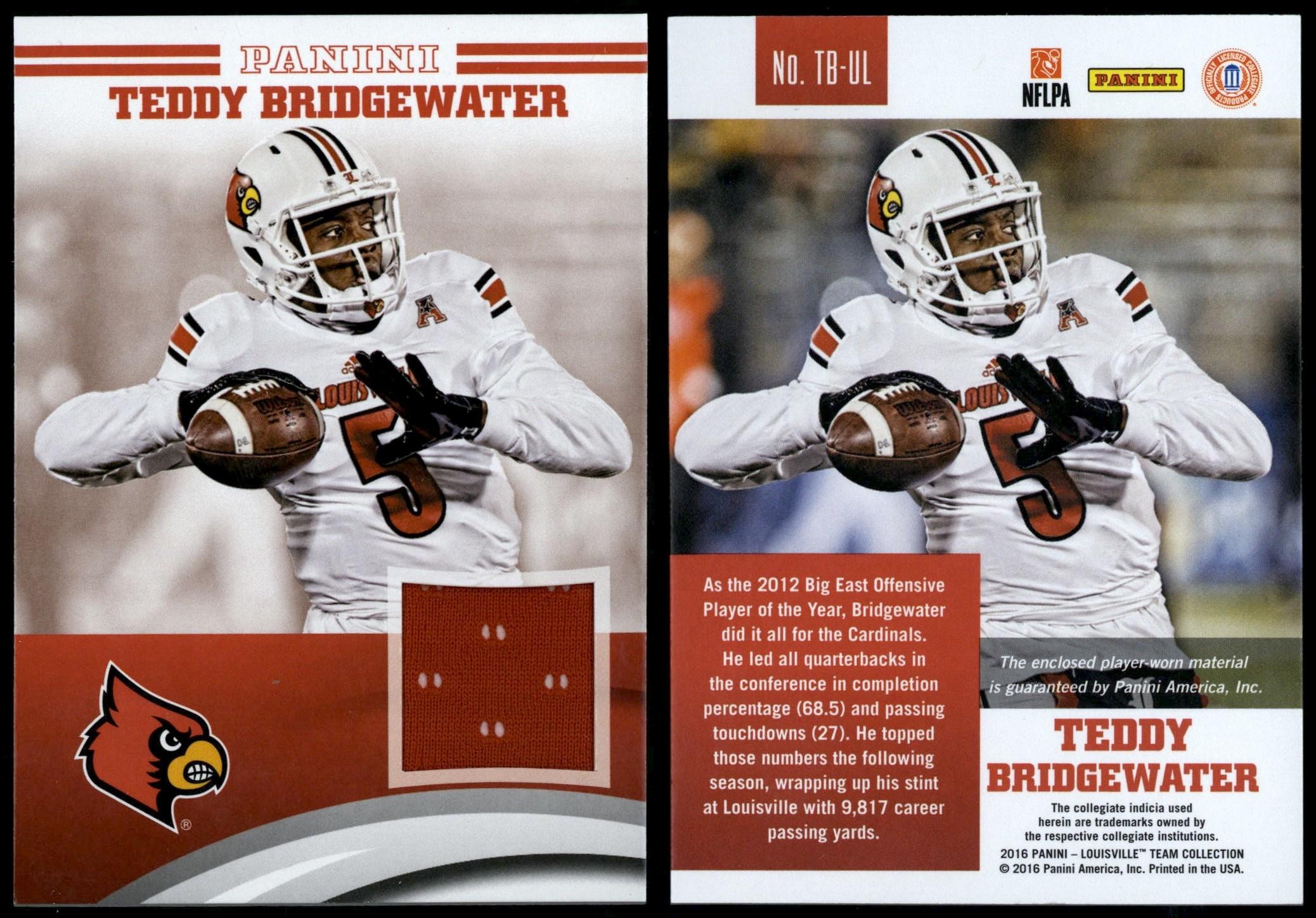 Teddy Bridgewater football card (Louisville Cardinals, Big East