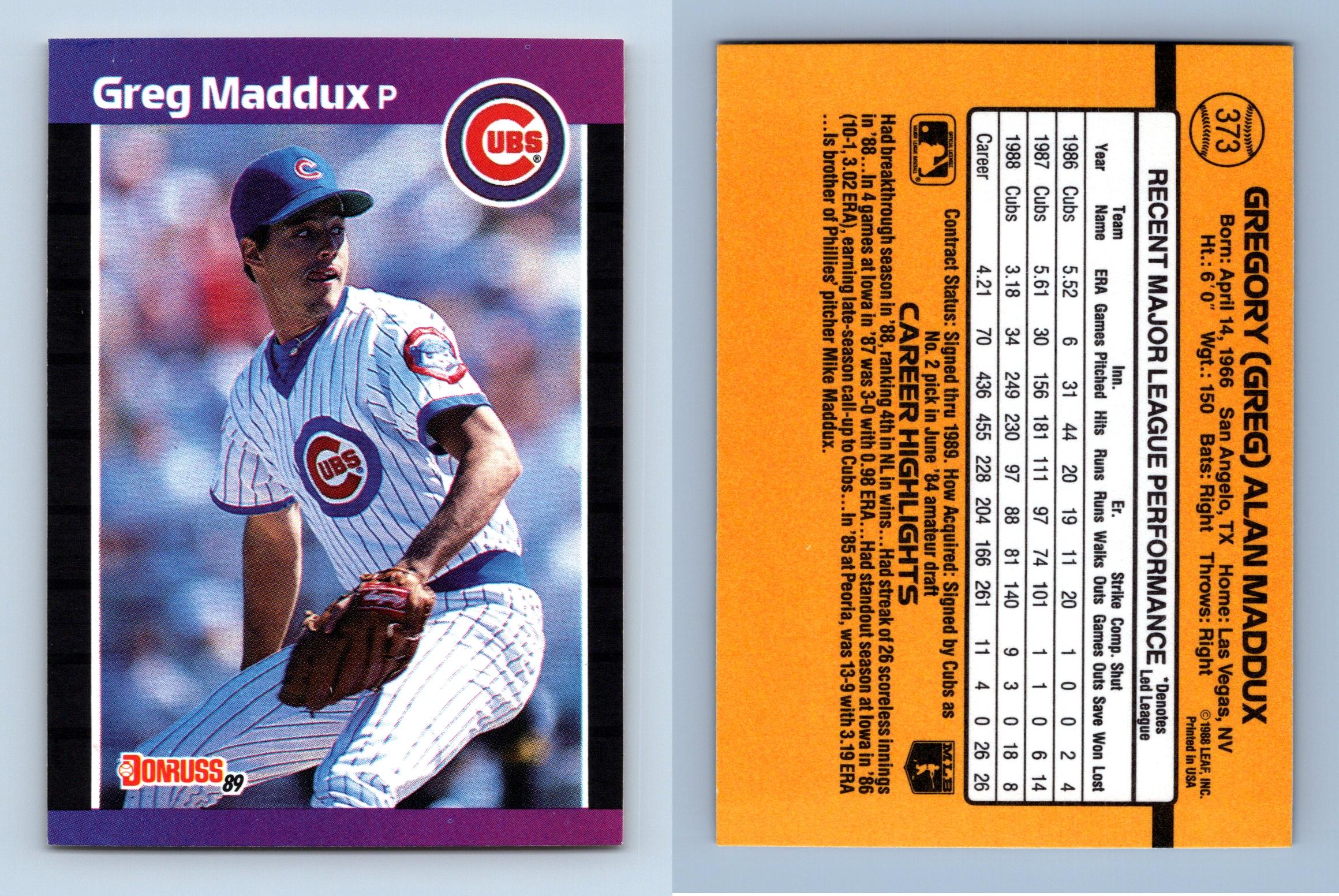 GREG MADDUX RC 1987 Donruss 36 Baseball Card Chicago Cubs 