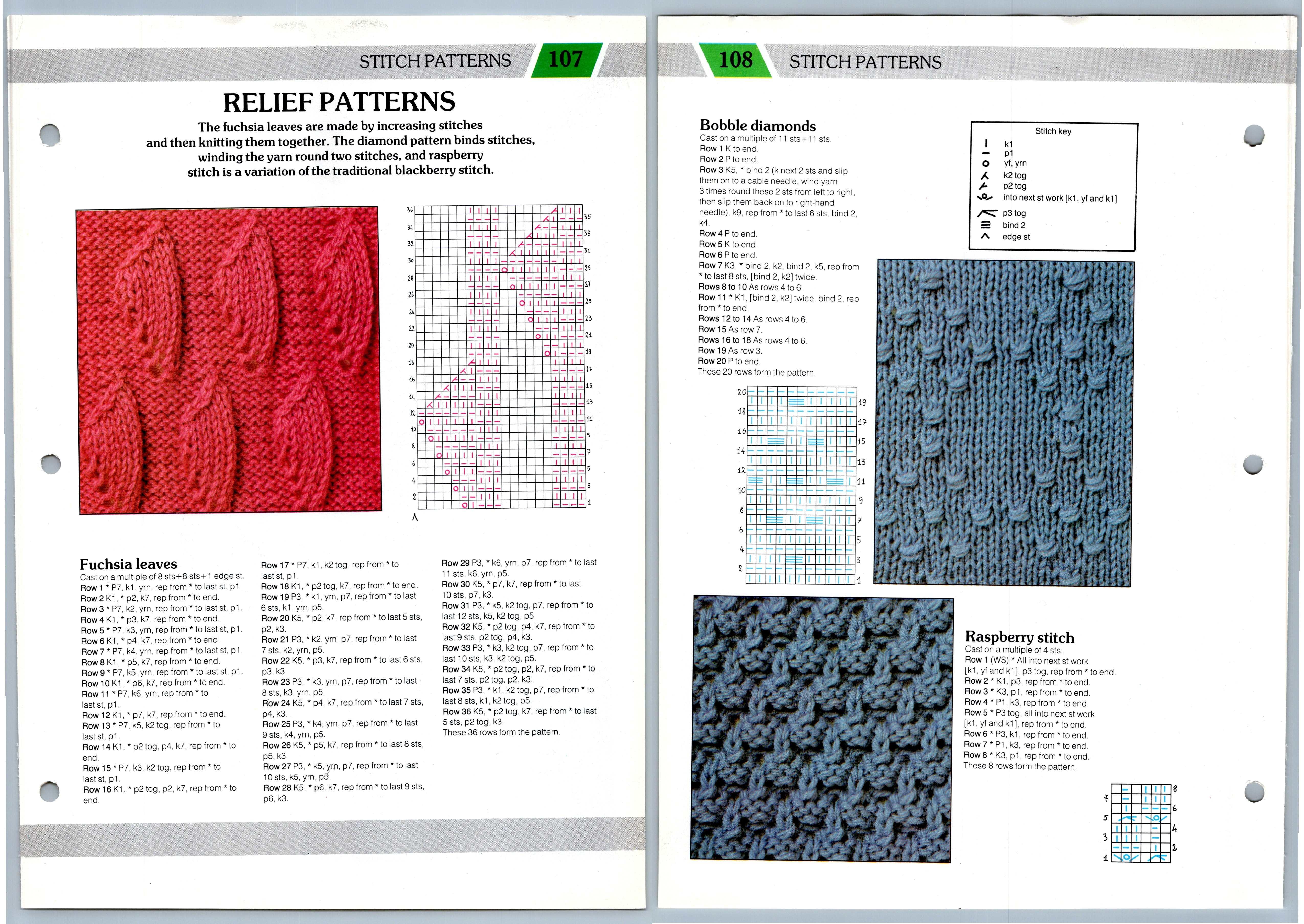 Relief Patterns #107 & #108 Stitch Creative Knitting Pattern