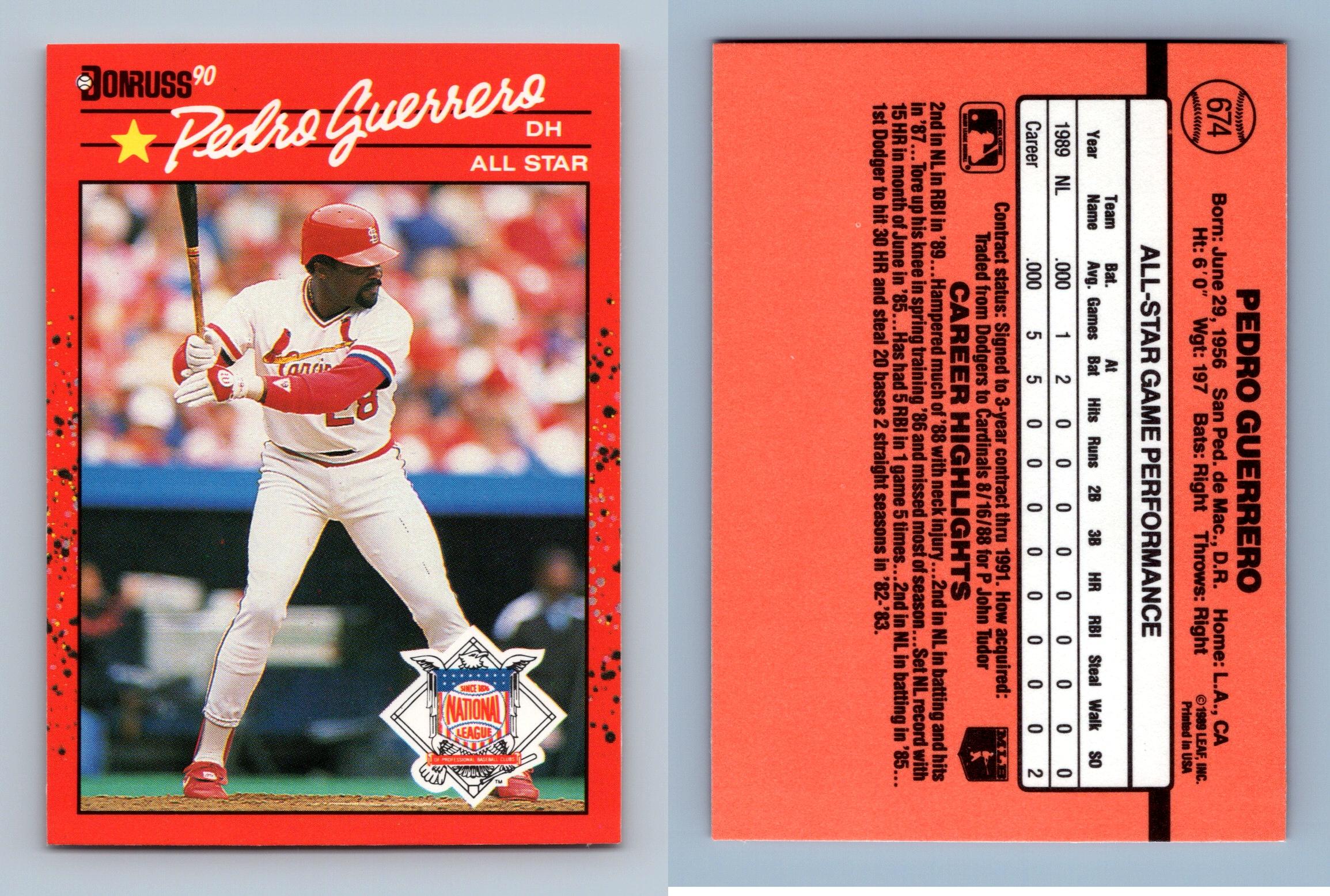 Pedro Guerrero - All Star #674 Donruss 1990 Baseball Trading Card