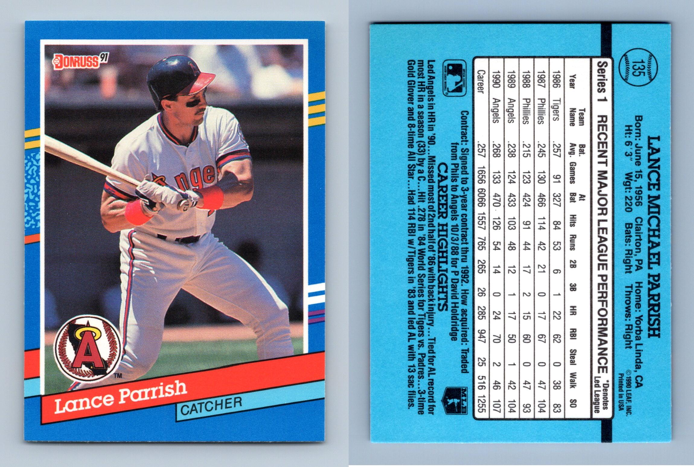 Lance Parrish - Angels #135 Donruss 1991 Baseball Trading Card