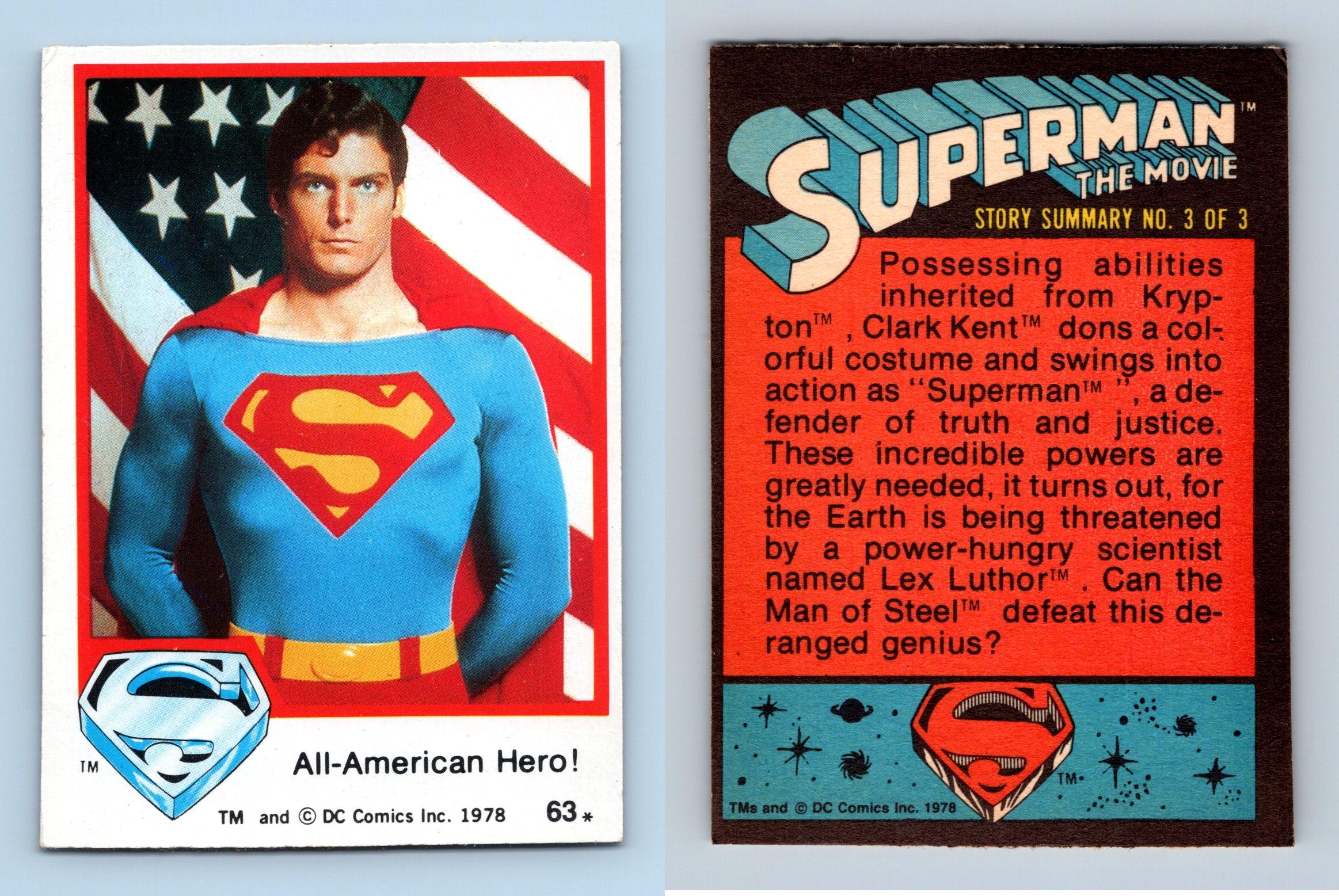 All-American Hero #63 Superman The Movie 1978 Topps Trading Card