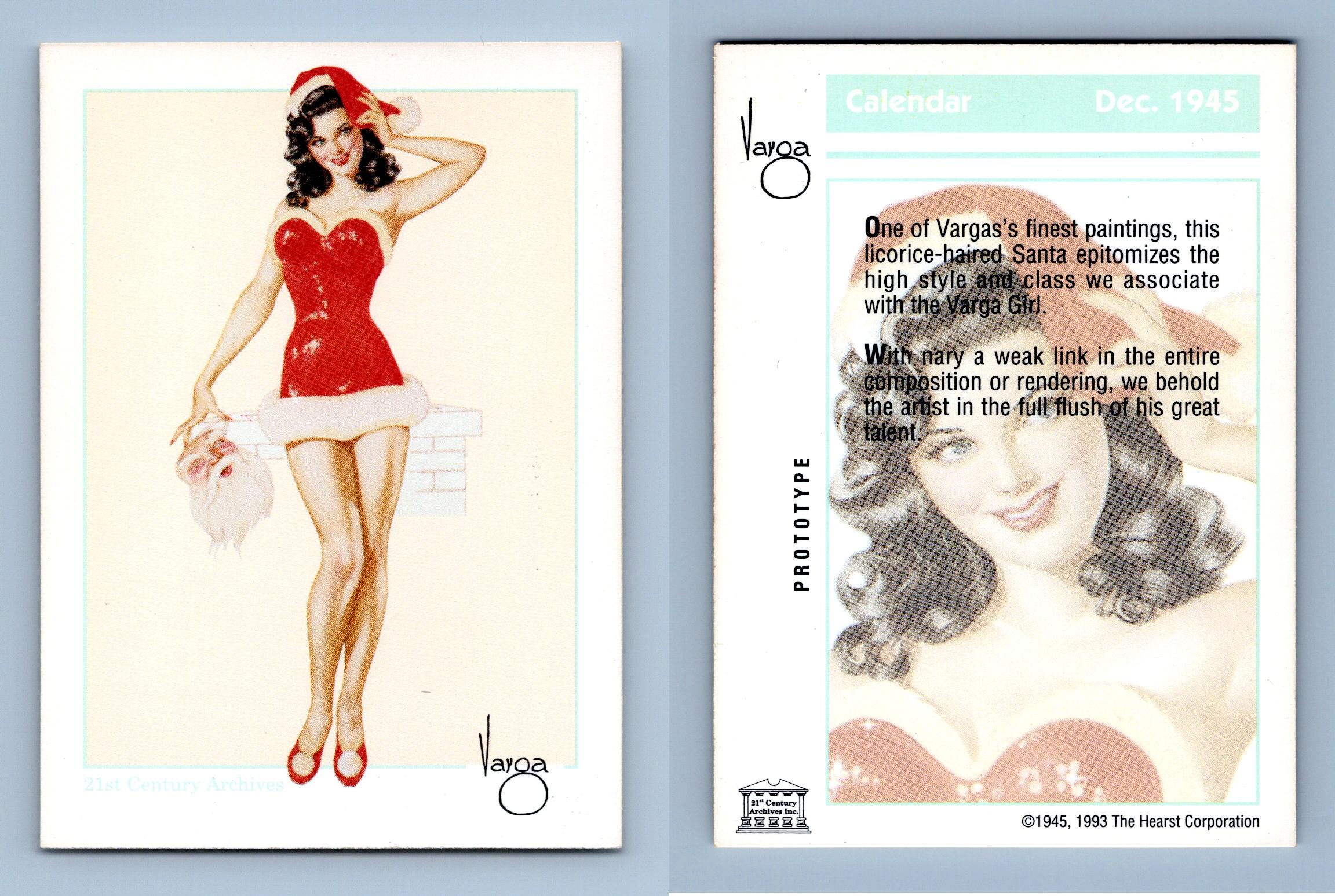 Dec. 1945 Calendar 21st Century Varga PinUps 1993 Prototype Trading Card