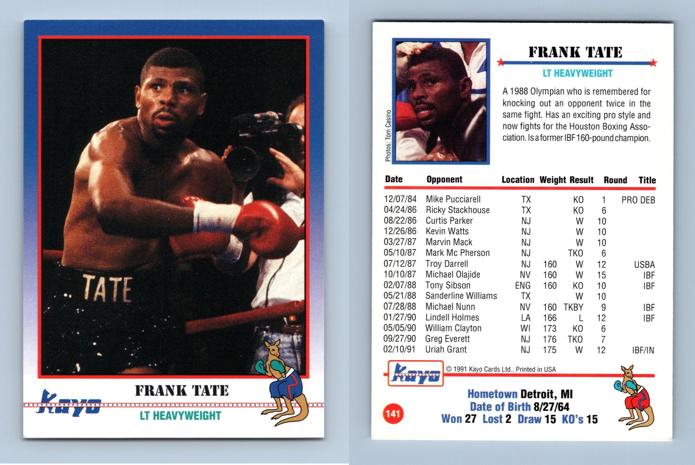 Frank Tate #141 Kayo Boxing 1991 Trading Card