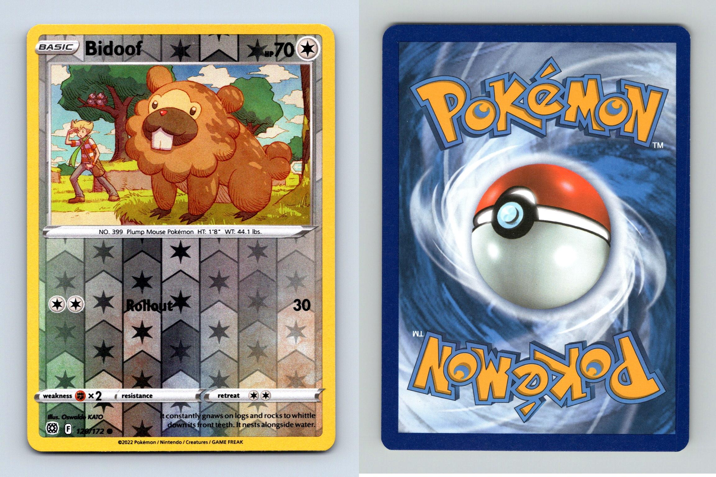 Bidoof 120/172 SWSH Brilliant Stars Reverse Holo Common Pokemon 2022