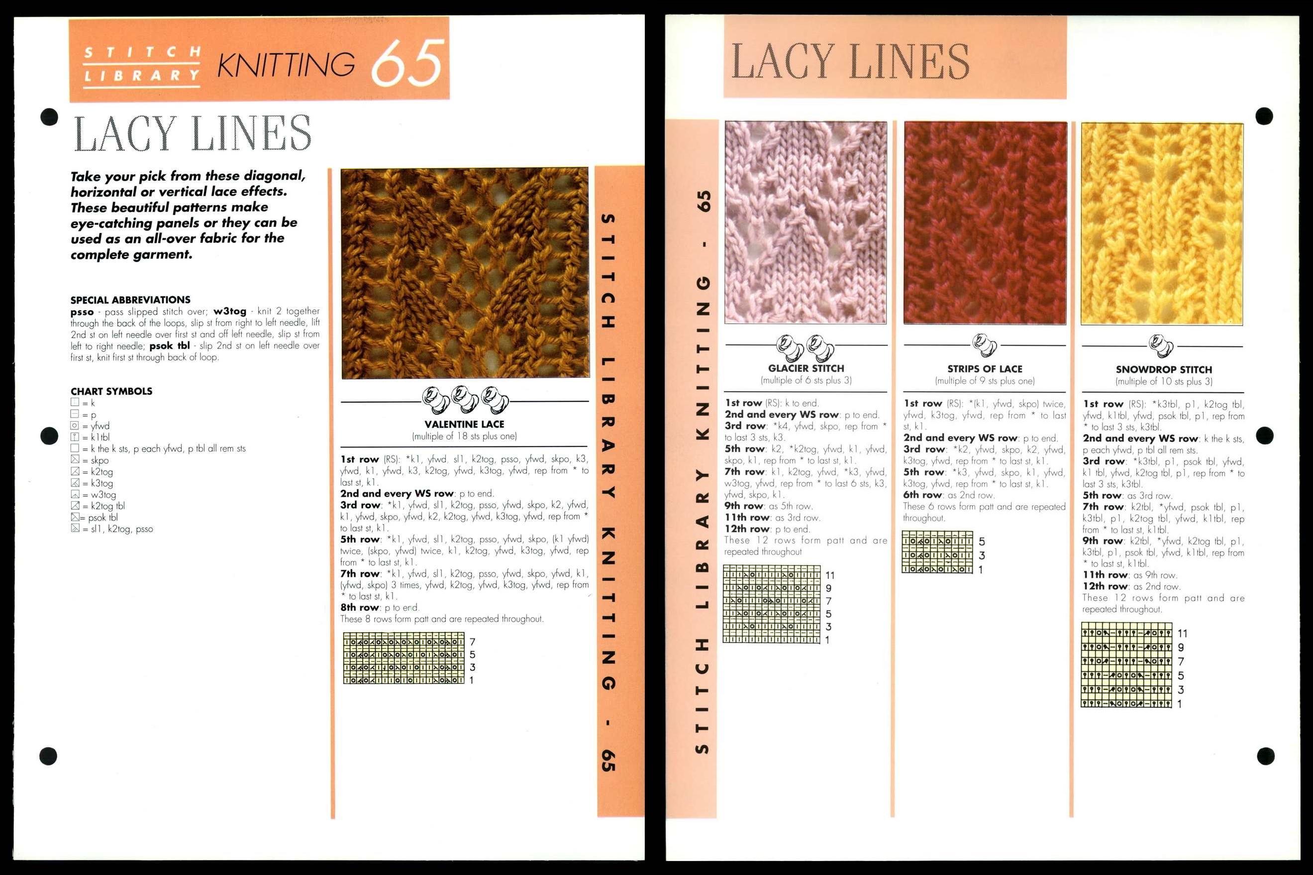 Lacy Lines #65 Creative Needles Stitch Library Knitting Pattern